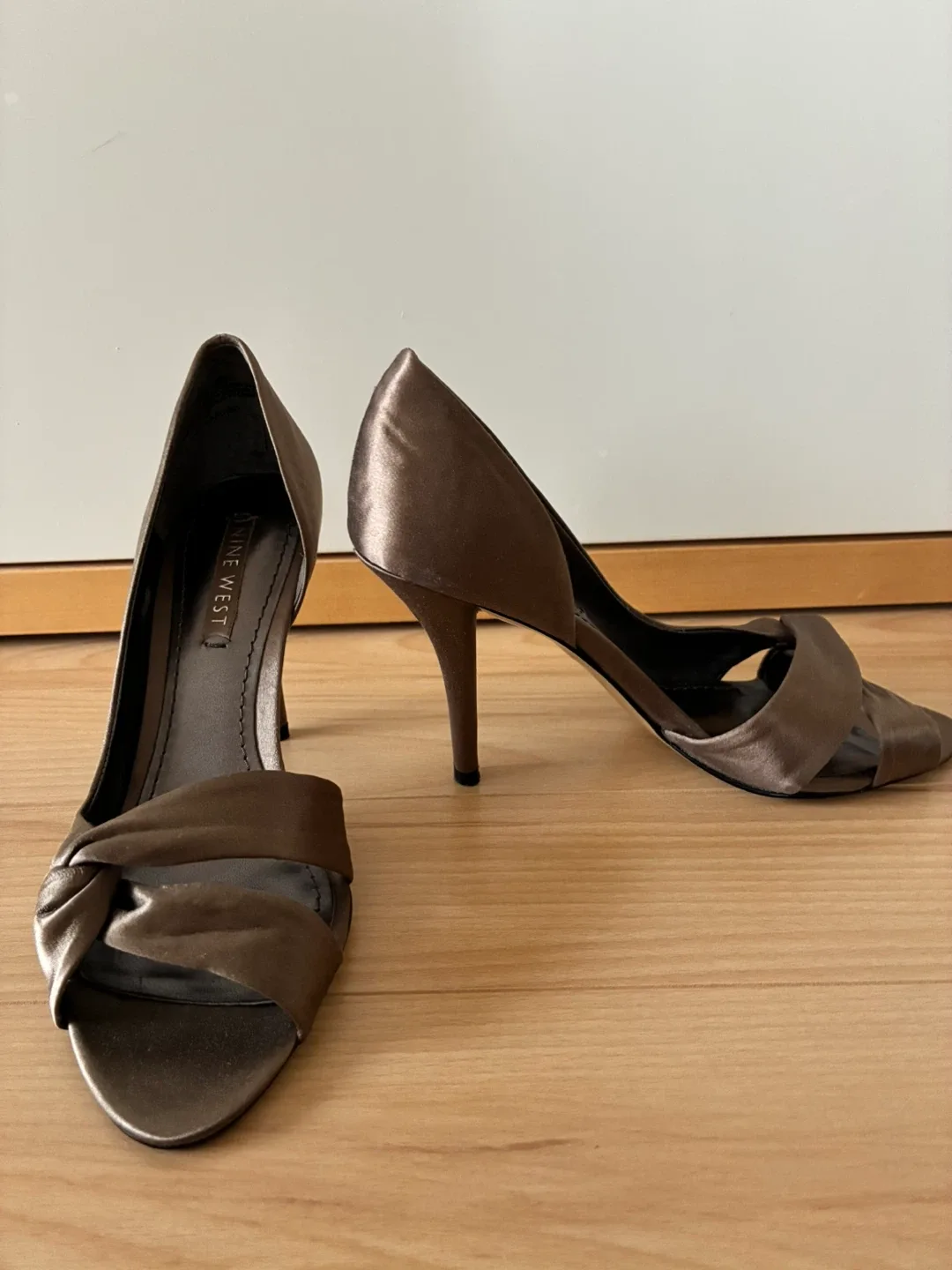 Nine West Brown satin dressy Heels, Size 7