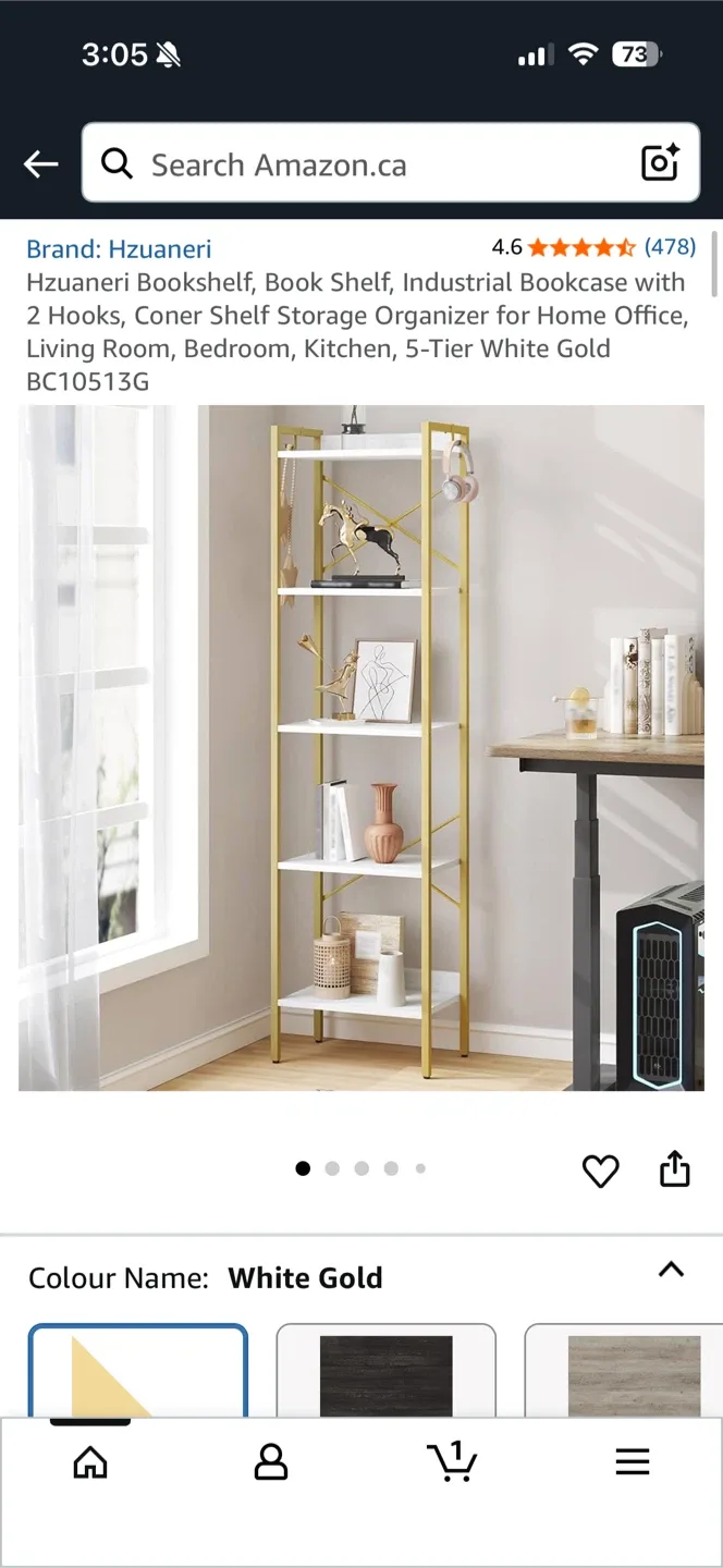 Hzuaneri Bookshelf - White Gold - New in Box!