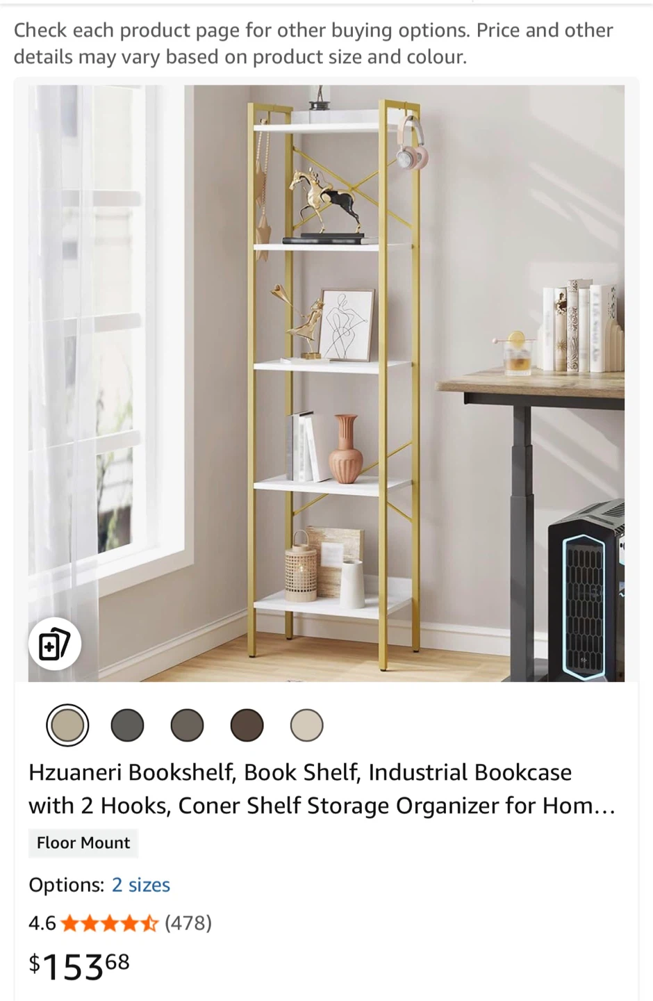 Hzuaneri Bookshelf - White Gold - New in Box! - photo 4