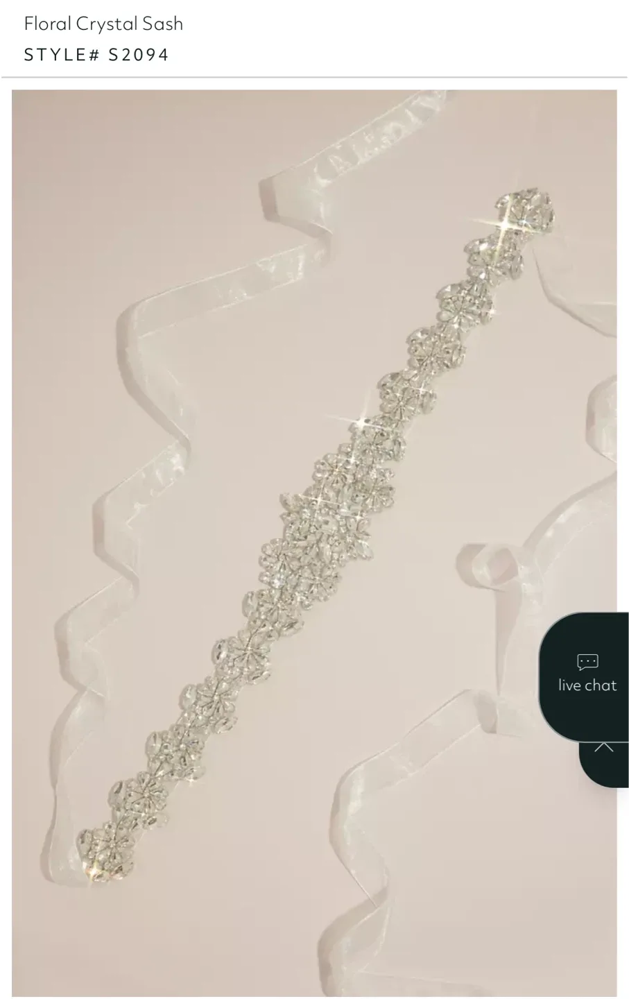 David's Bridal Floral Crystal Sash - Silver