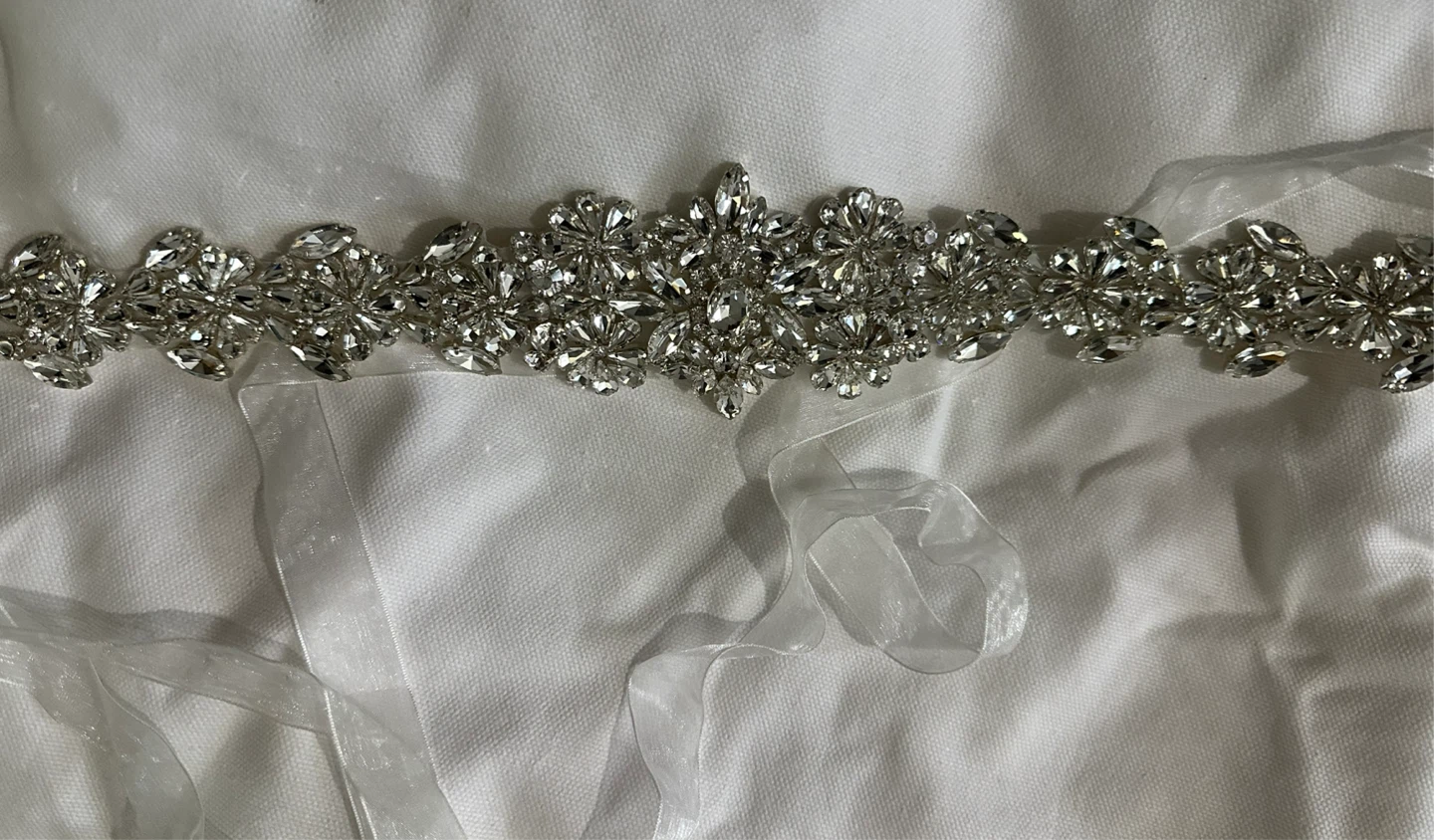 David's Bridal Floral Crystal Sash - Silver - photo 3
