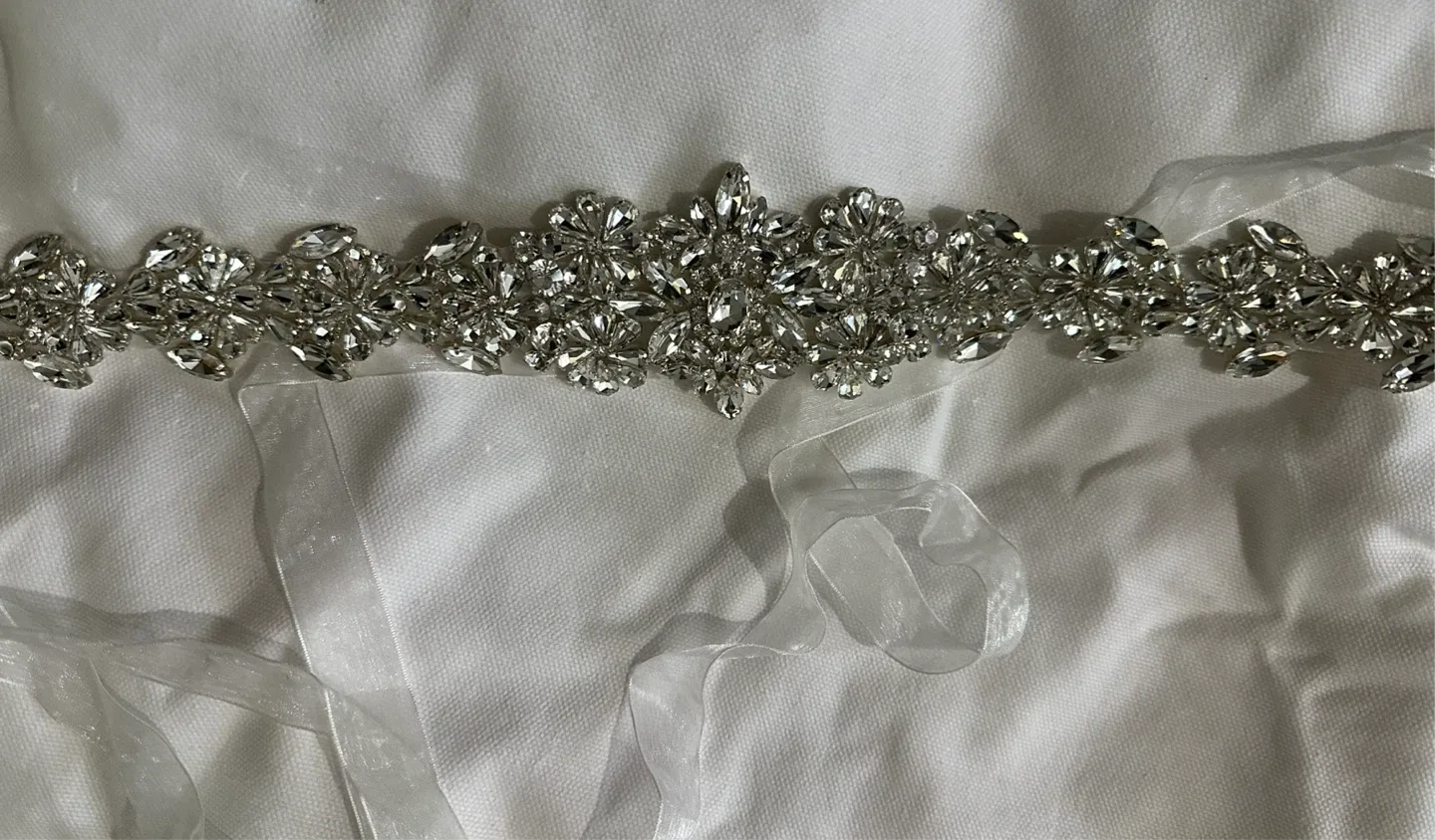 David's Bridal Floral Crystal Sash - Silver image indicator(3)