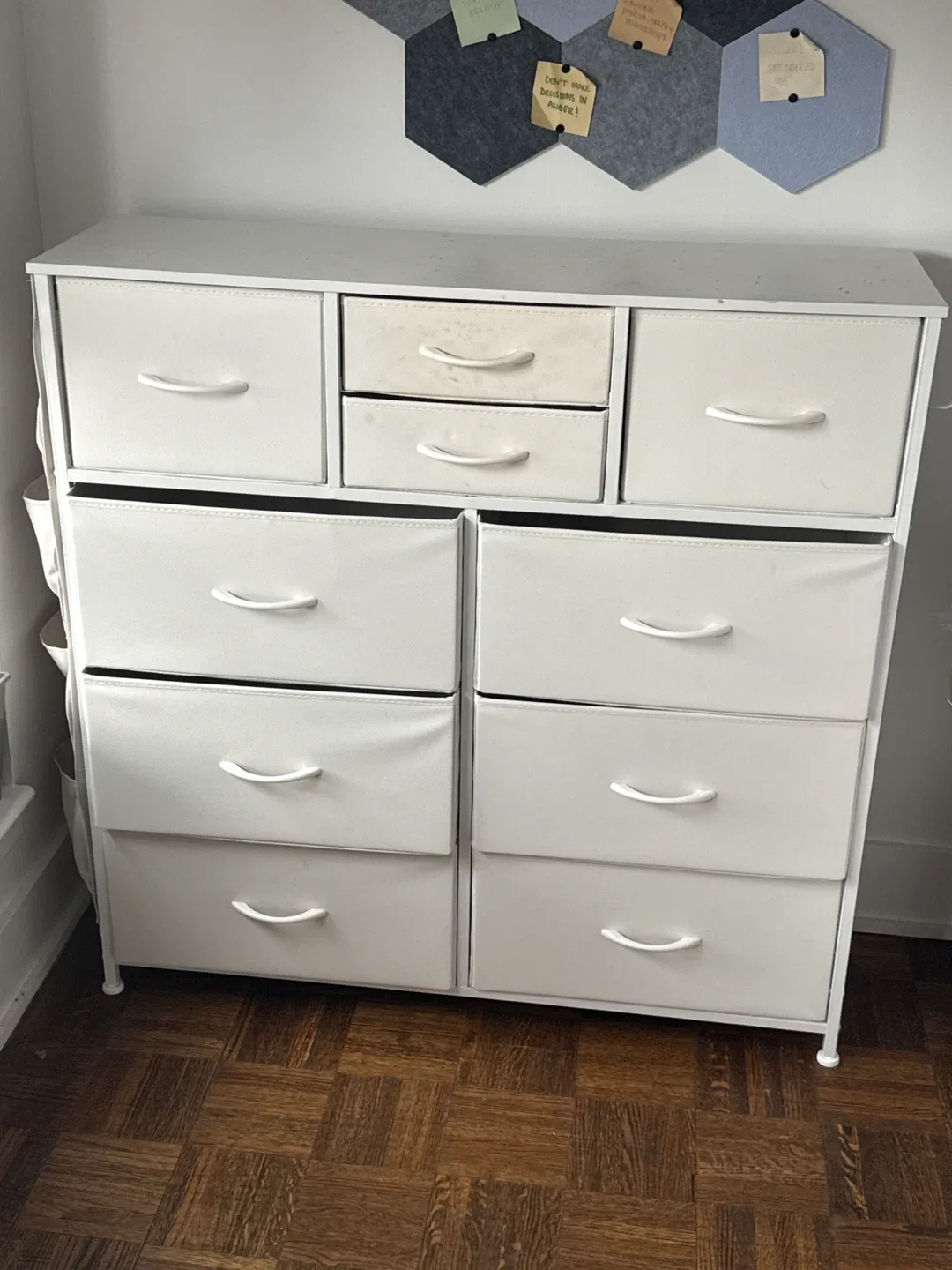White Fabric 10-Drawer Dresser