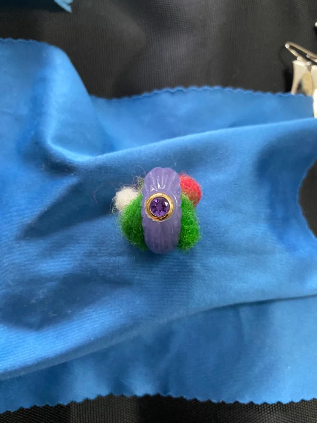 Lavender Jade and Amethyst Ring thumbnail