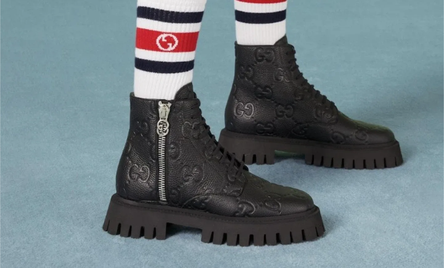 Gucci leather monogrammed boots 38 image indicator(6)