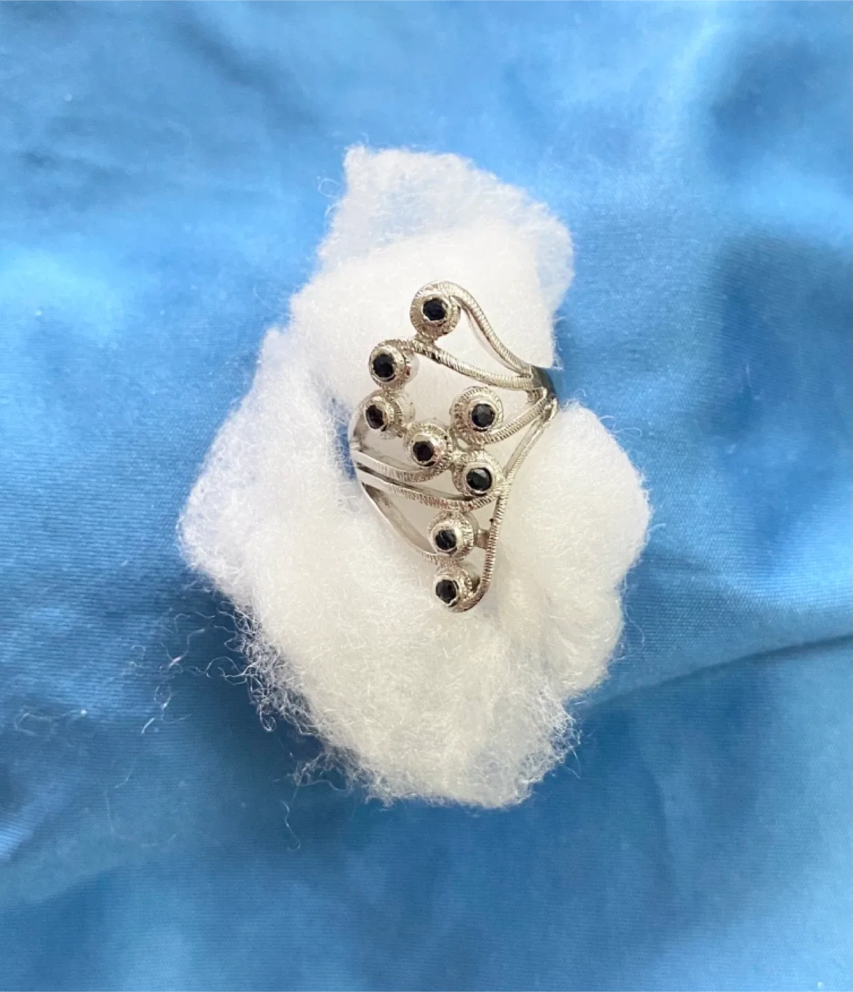 Silver Ring with deep blue Sapphires thumbnail