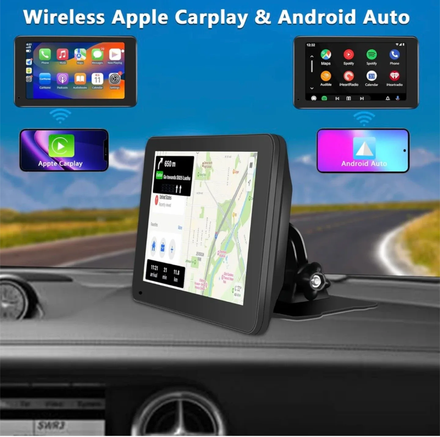 WHATOOK 7" CarPlay & Android Auto PND image indicator(4)