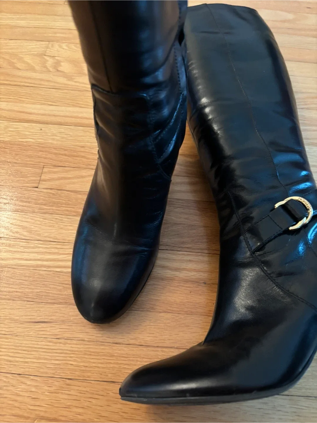 Ralph Lauren Black Leather Knee High Boots image indicator(2)