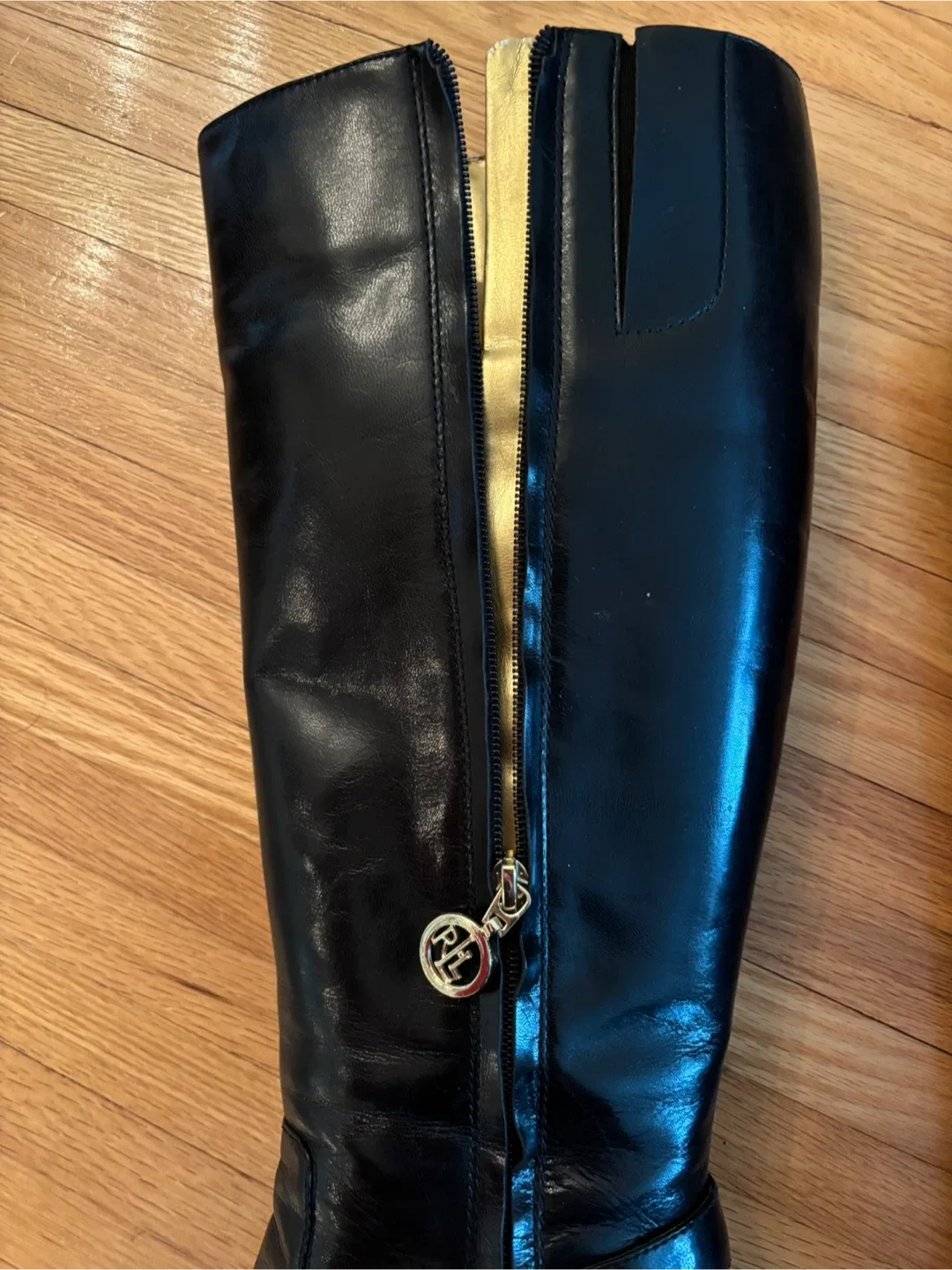 Ralph Lauren Black Leather Knee High Boots image indicator(4)