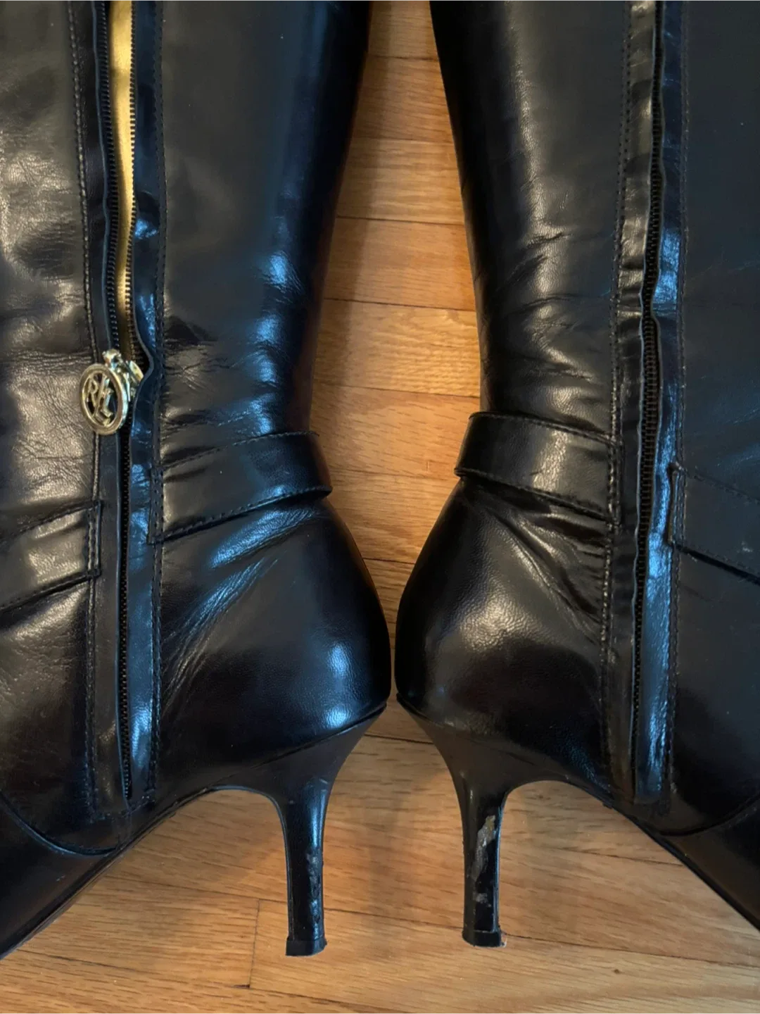 Ralph Lauren Black Leather Knee High Boots image indicator(5)