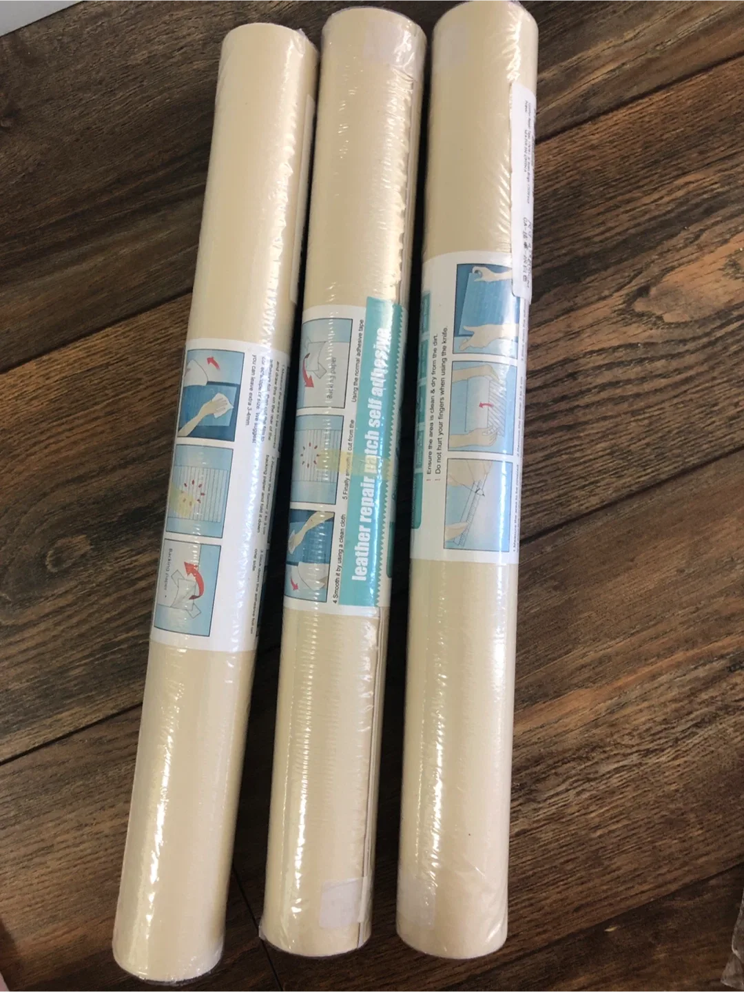 Leather patch self adhesive rolls in 4 colours