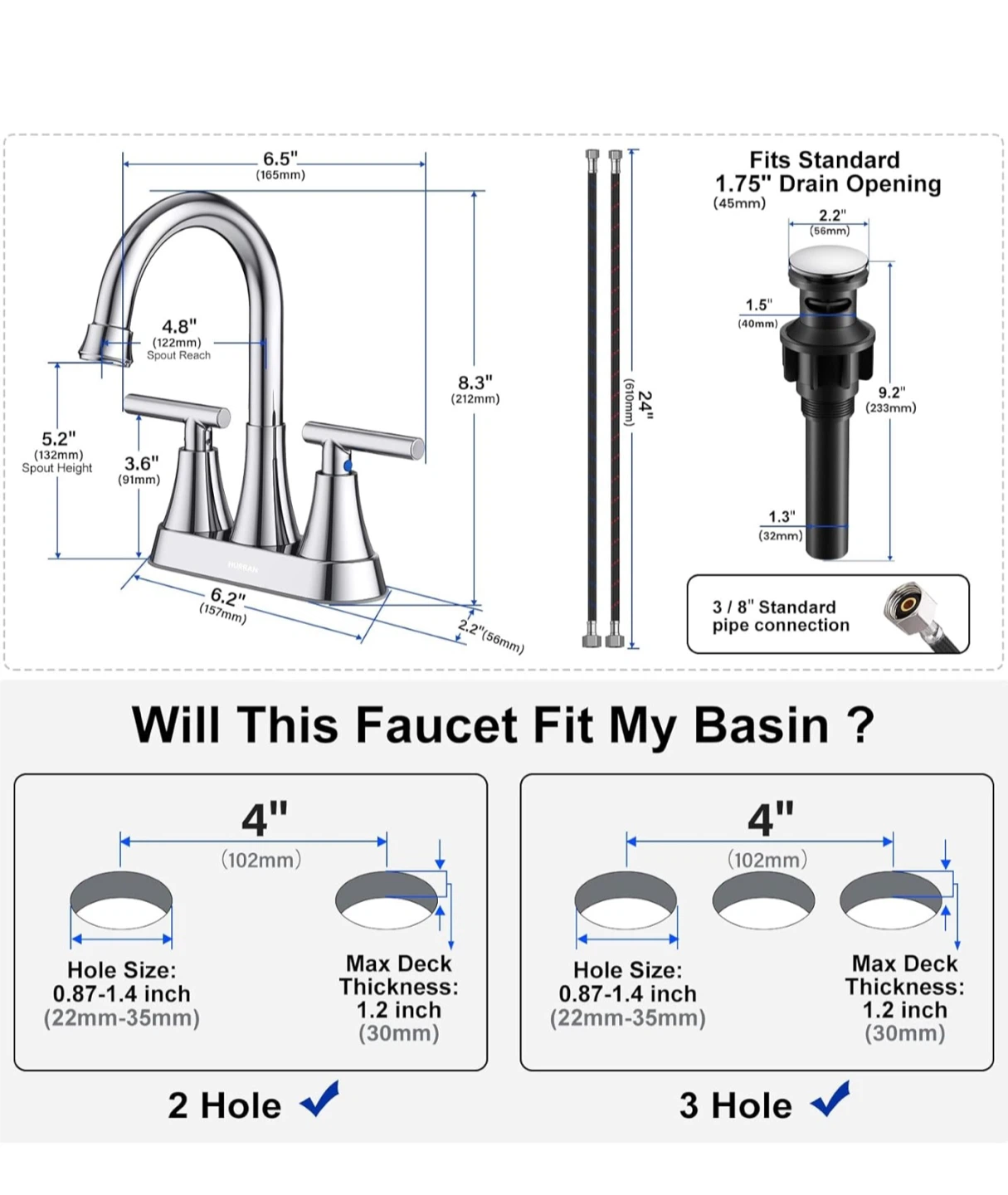 🚰 4" Chrome Bathroom Sink Faucet - photo 4