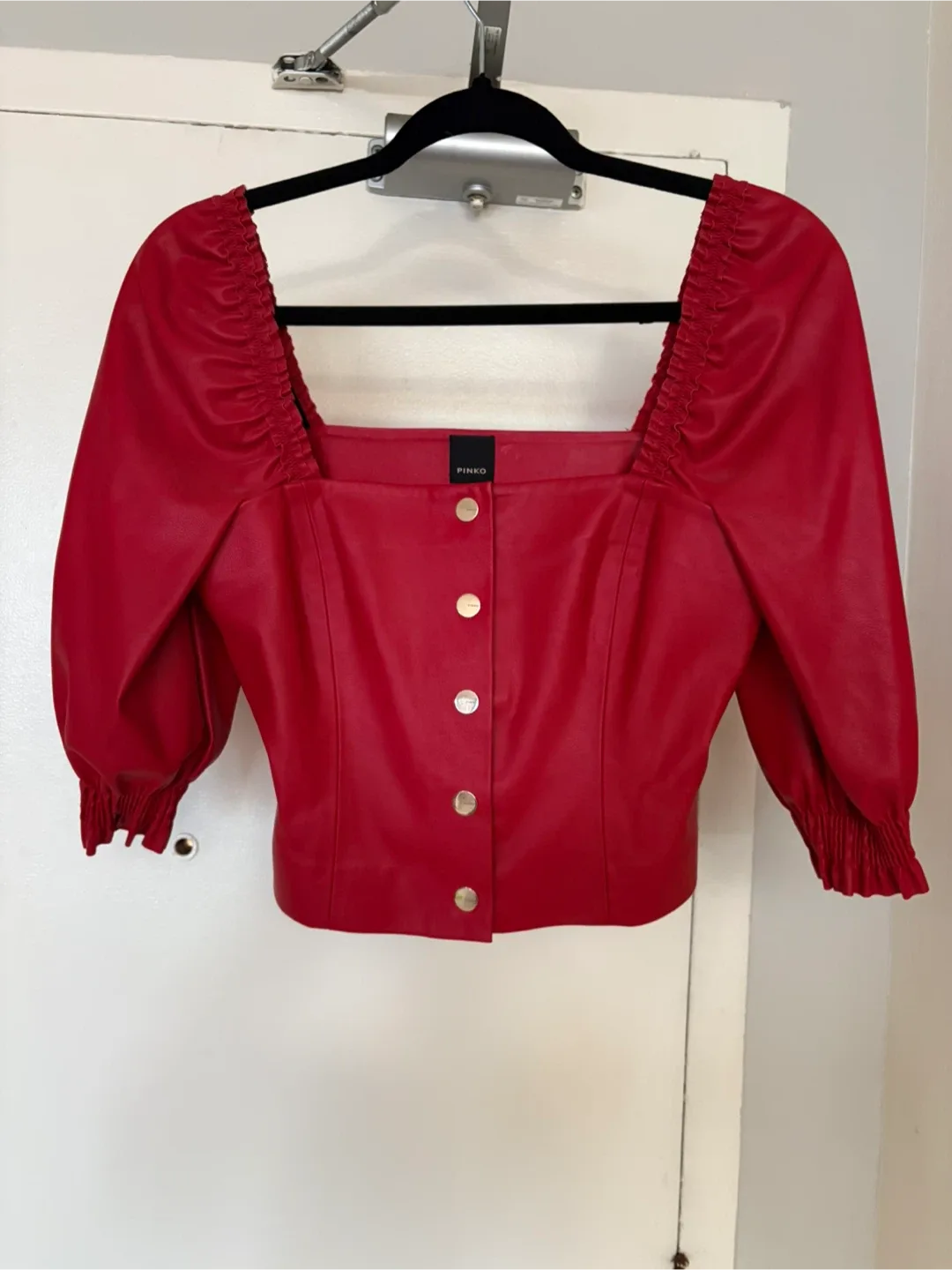 Pinko Red Leather Top - Size 40 (EU)