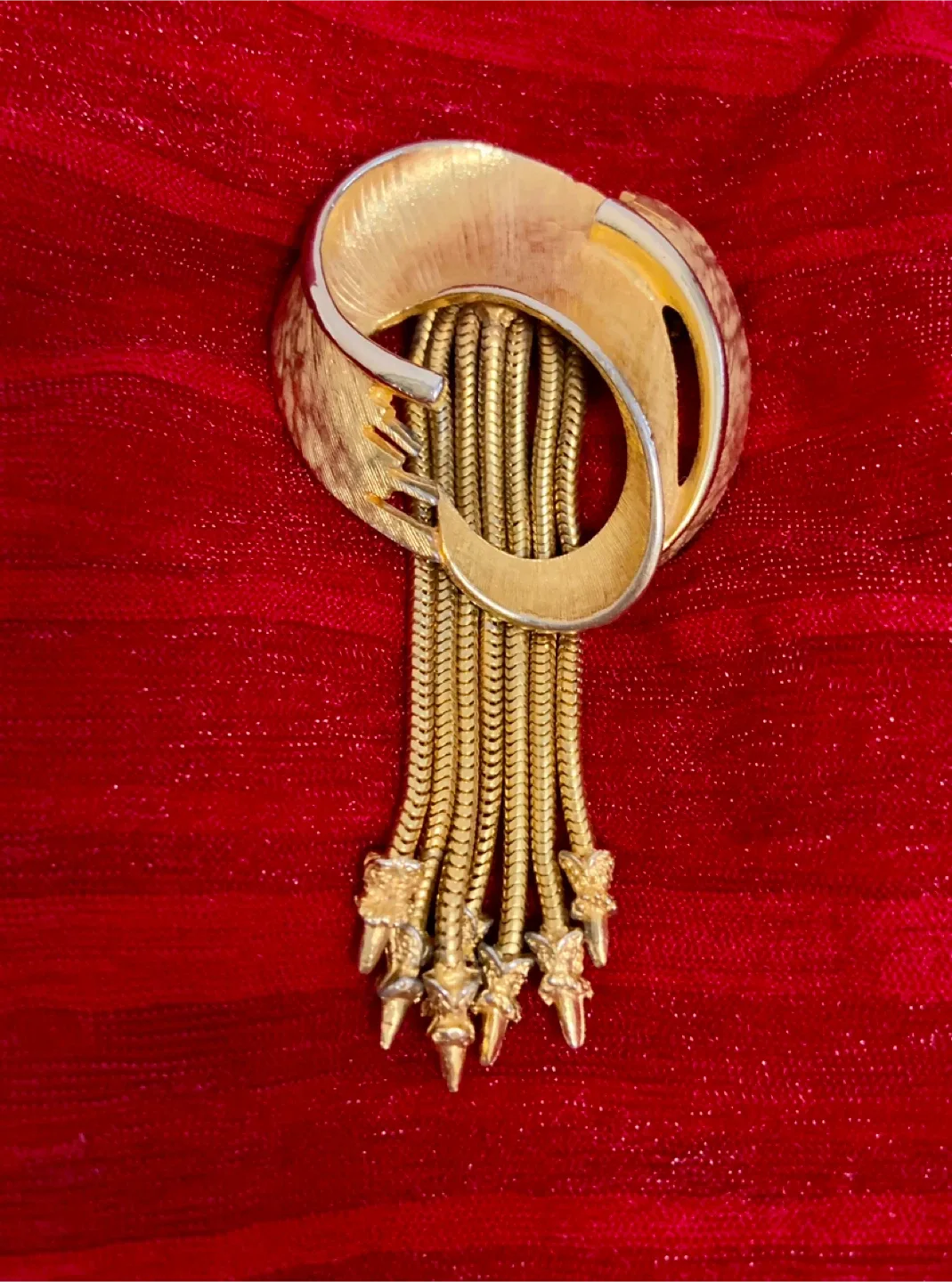 Coro Gold-Tone Brooch with Golden  Tassels image indicator(2)