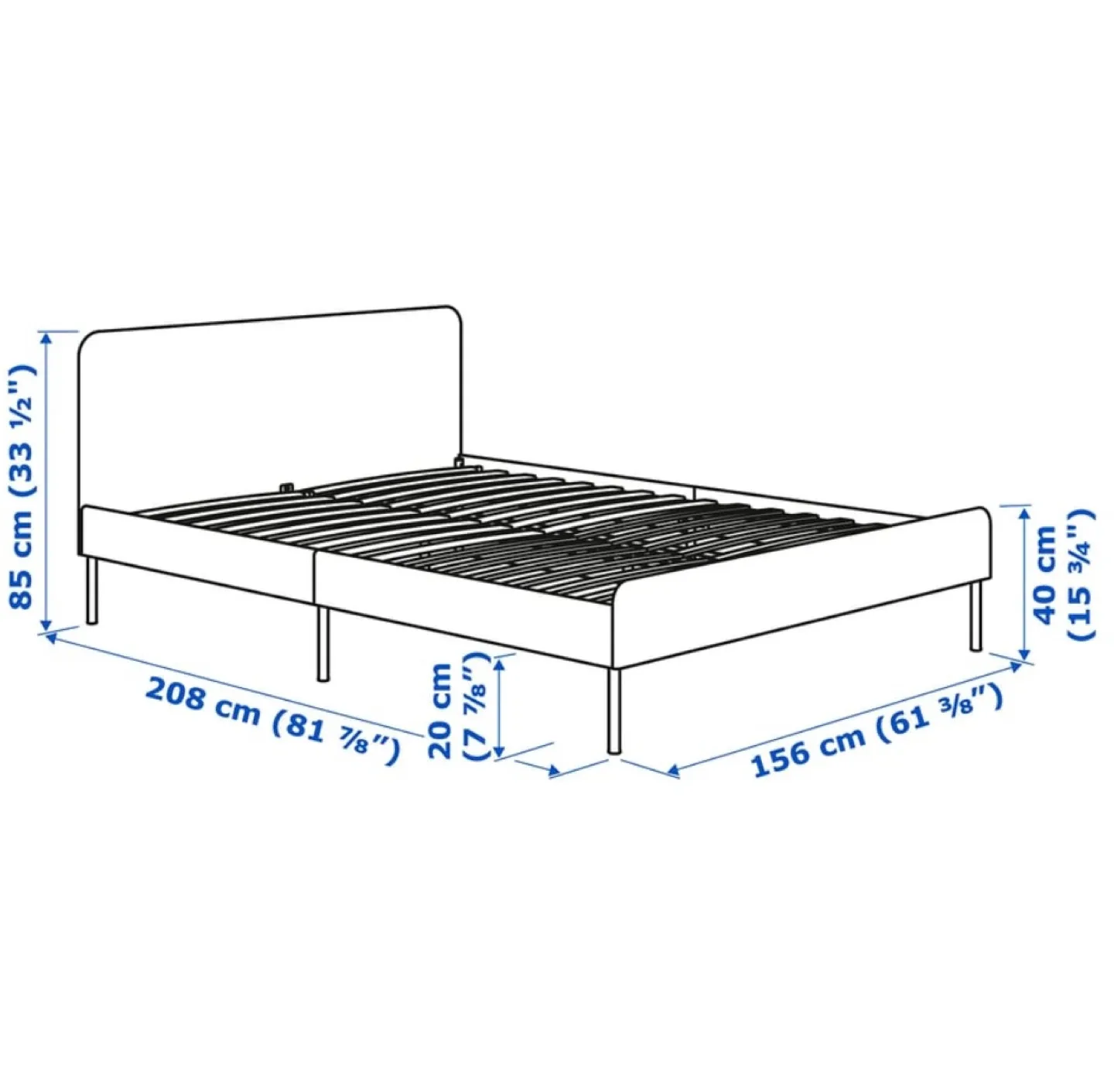 IKEA SLATTUM Bed Frame - Queen size (light grey) image indicator(2)