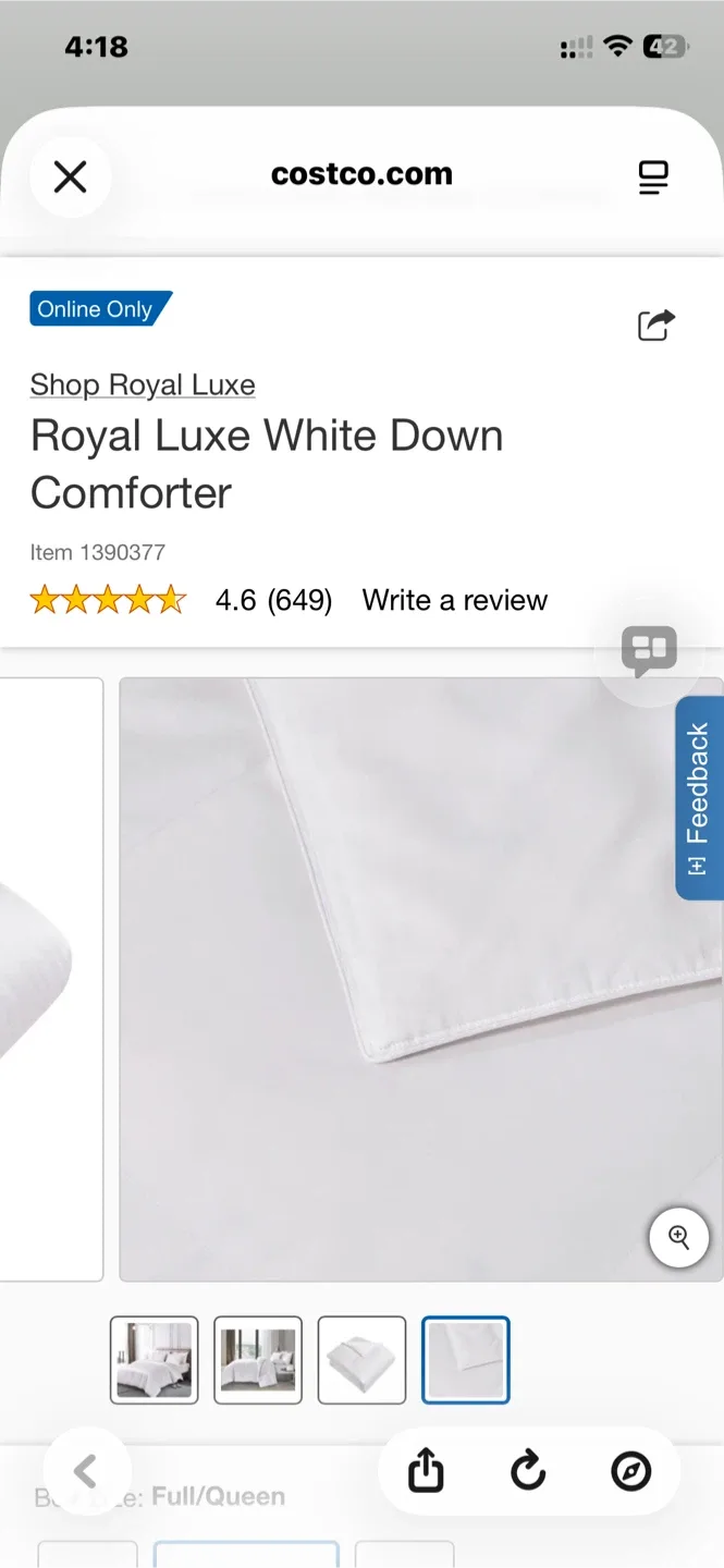 Royal Luxe White Down Comforter (Full/Queen) image indicator(2)