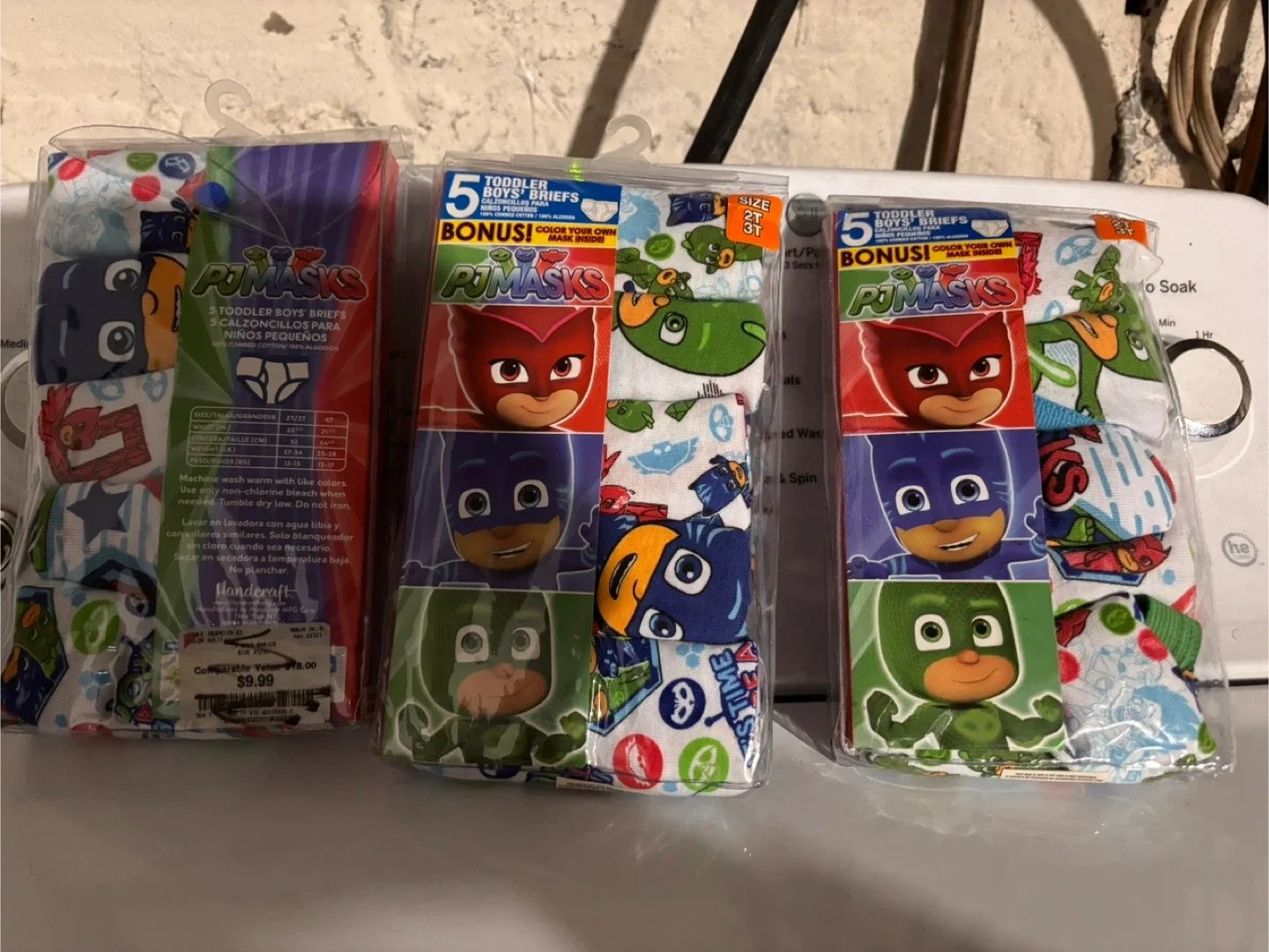 PJ Masks Toddler Boys' Briefs each pack $5 - Size 2T/3T