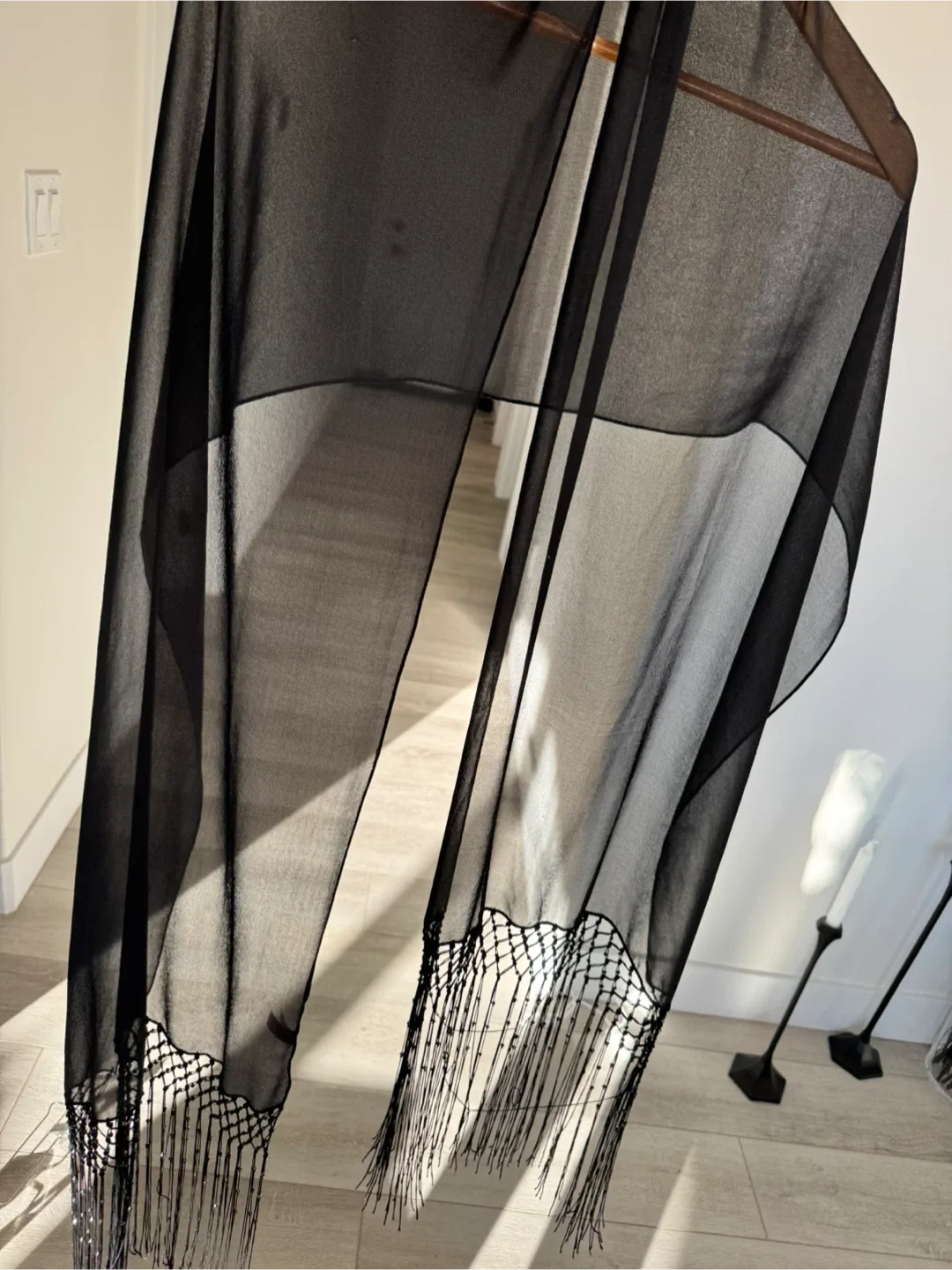 Black Shawl with Fringe image indicator(5)