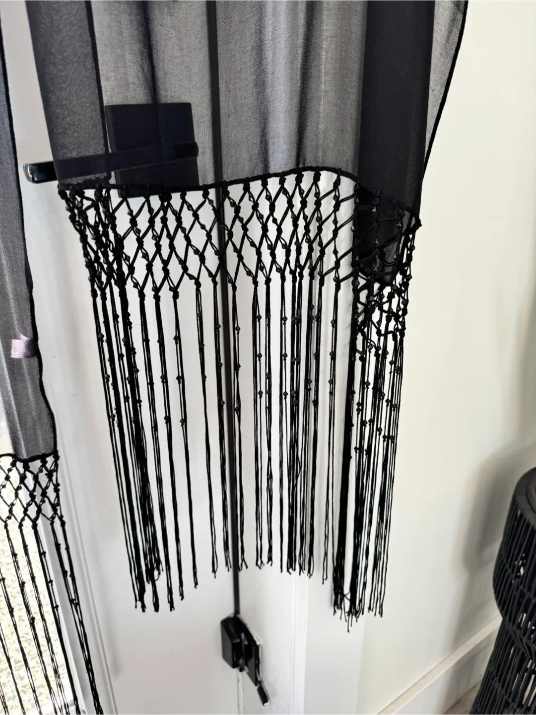 Black Shawl with Fringe image indicator(4)
