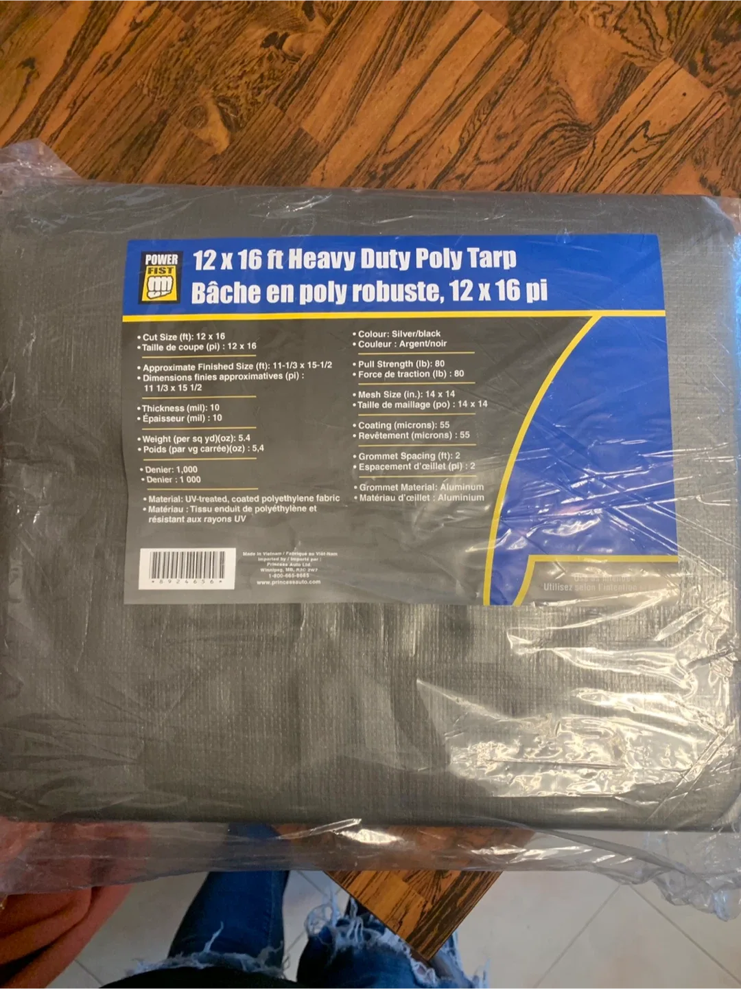 Power Fist 12 x 16 ft Heavy Duty Poly Tarp - Silver/Black