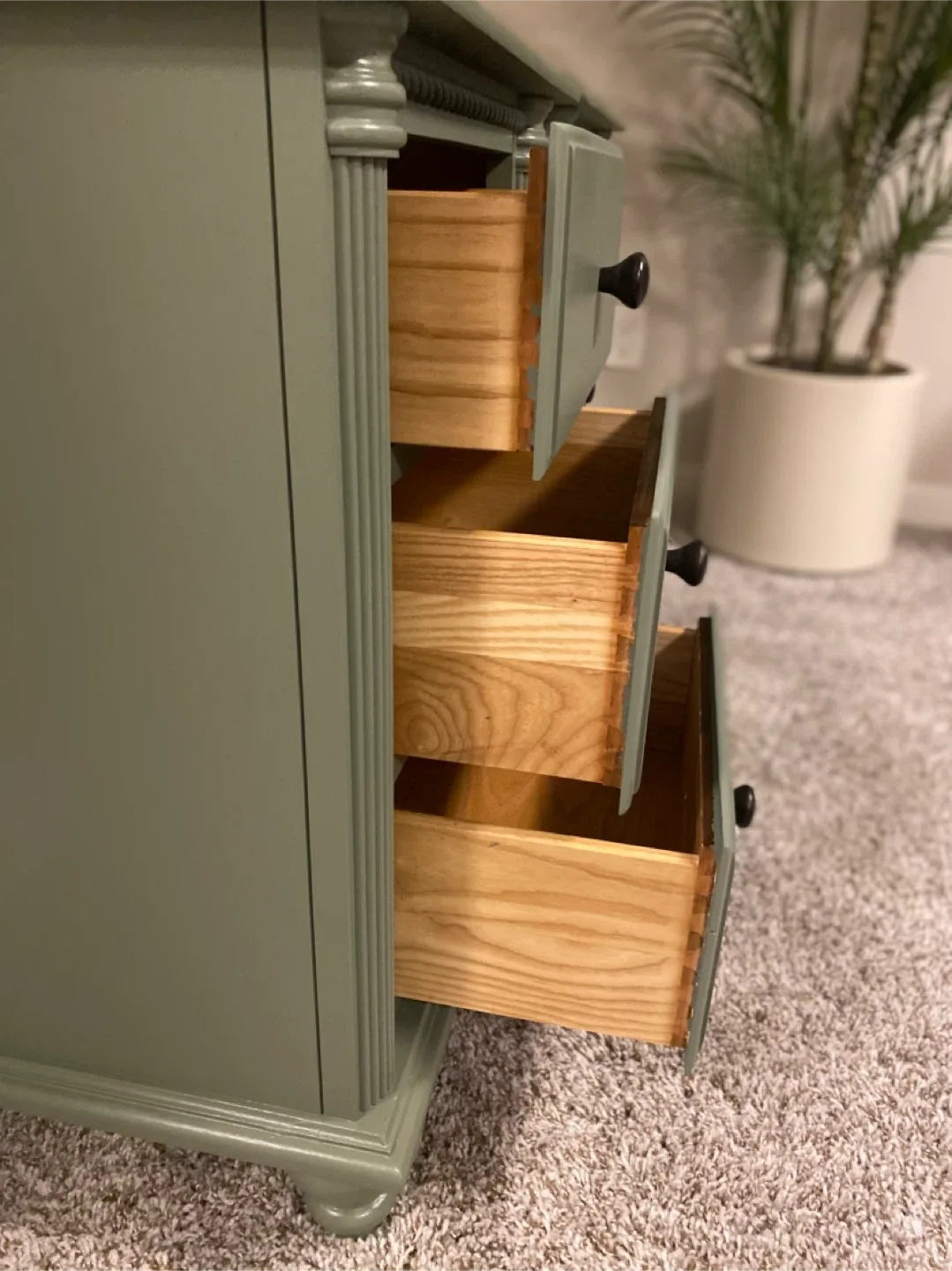 Beautiful Hardwood Nightstand Pair Green & Black image indicator(5)