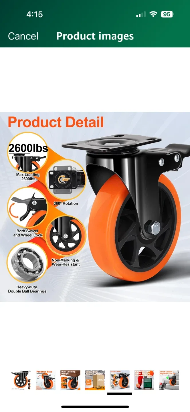 QNcz Heavy Duty 5-Inch Casters (Set of 4) image indicator(3)