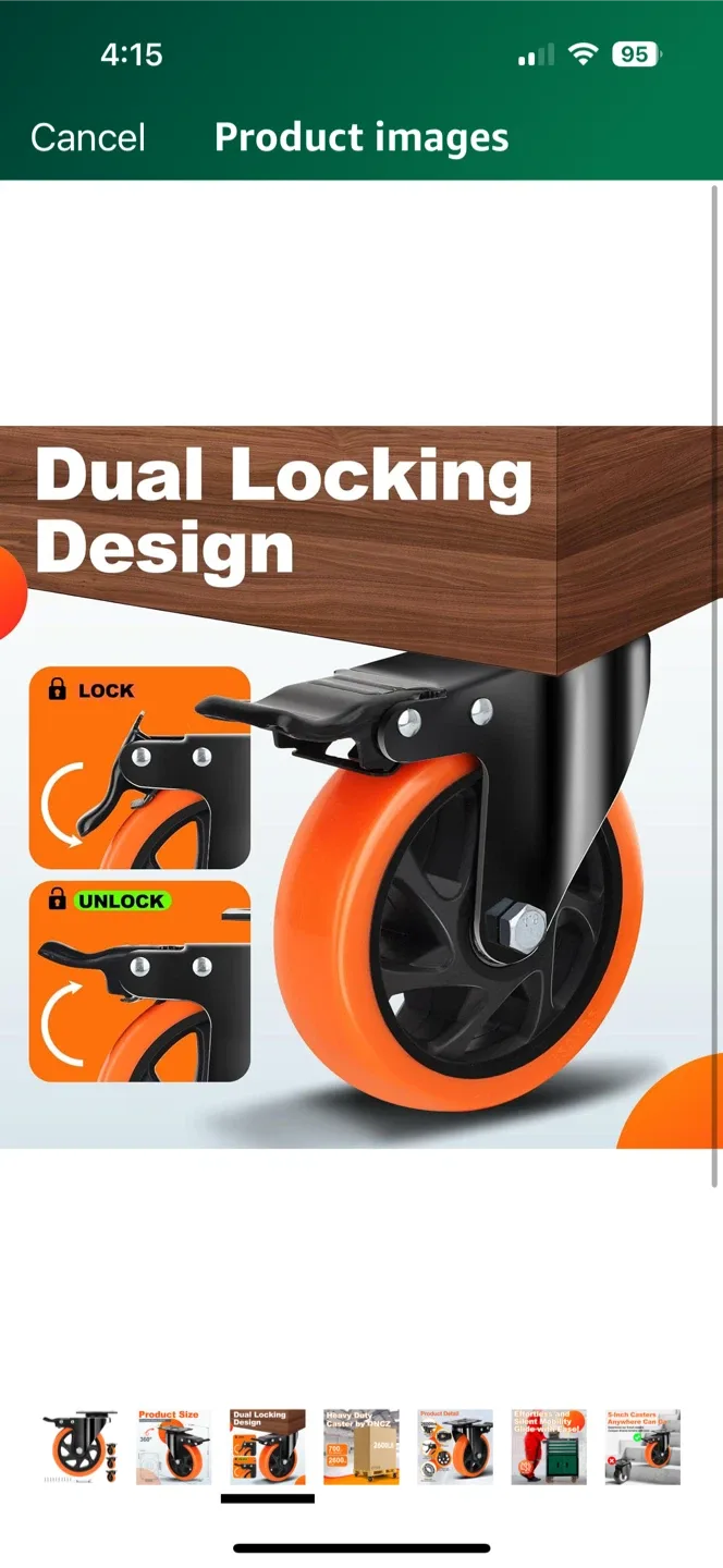 QNcz Heavy Duty 5-Inch Casters (Set of 4) image indicator(2)