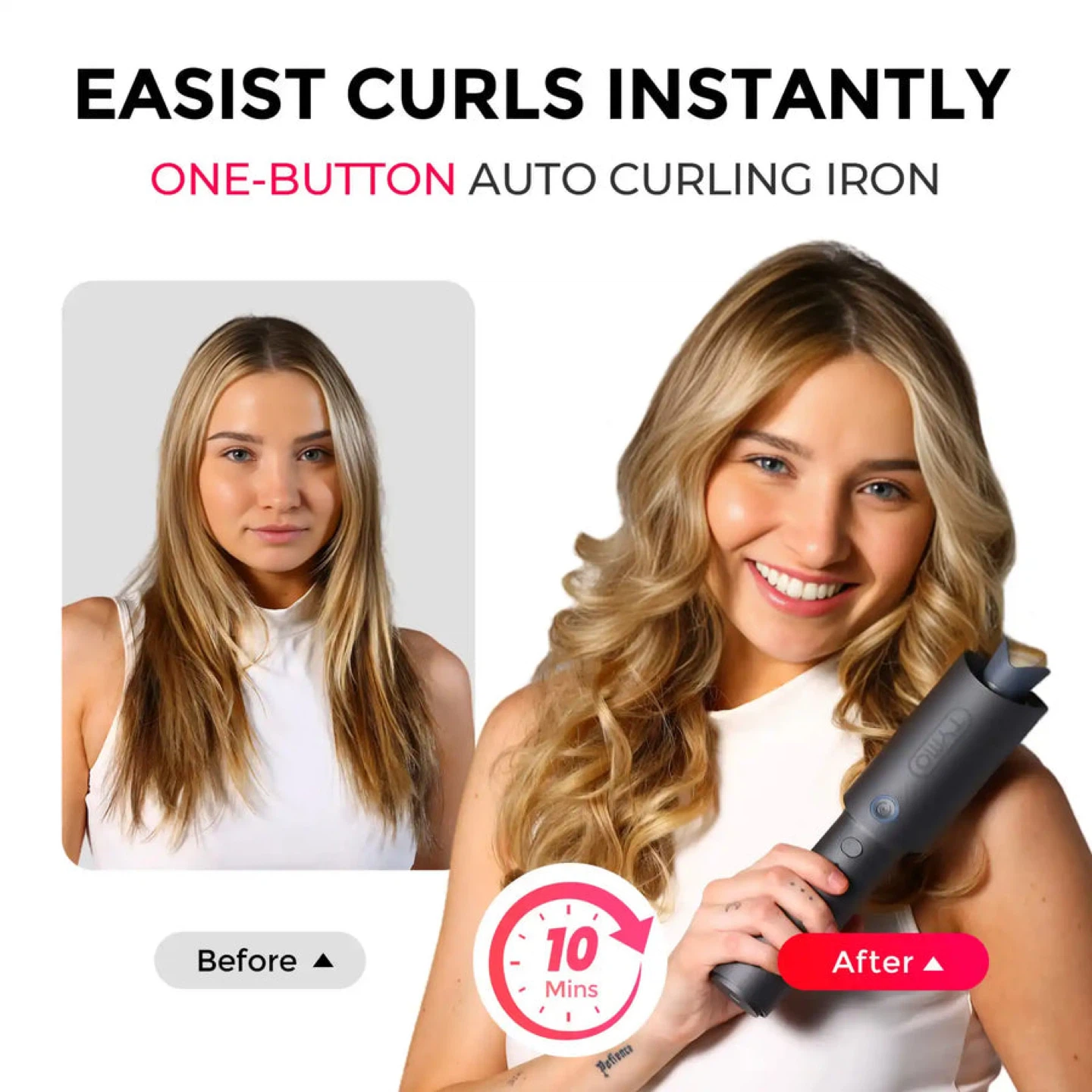 TYMO Curl Pro Automatic Curling Iron 1 Inch in Grey - Like New - photo 2