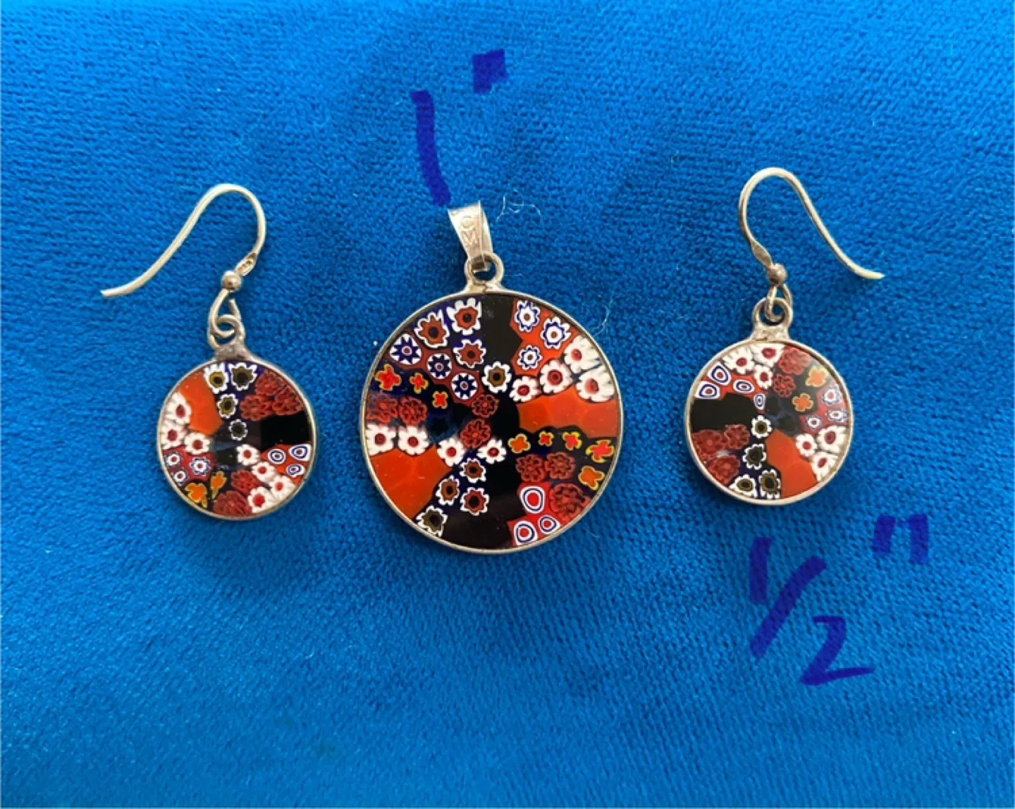 Murano Glass Pendant & Earrings Set thumbnail