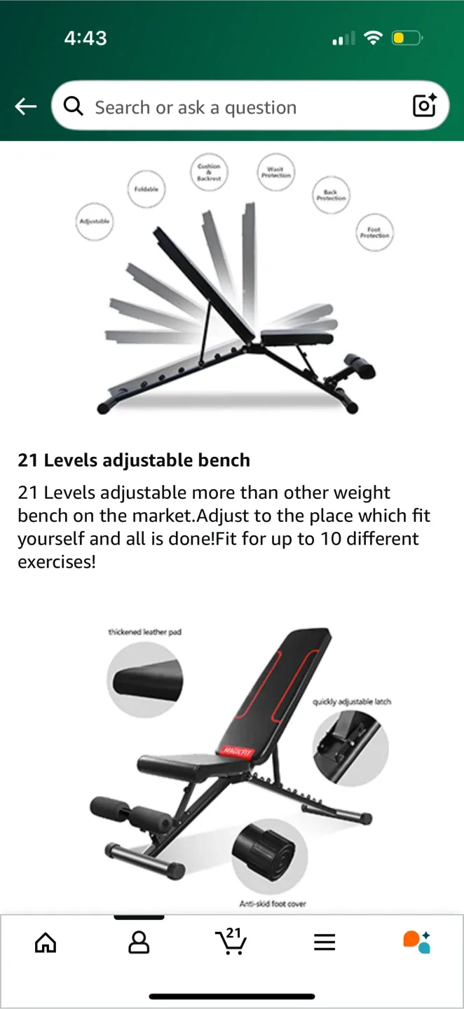 MAGICFIT Foldable Adjustable Weight Bench Press image indicator(7)