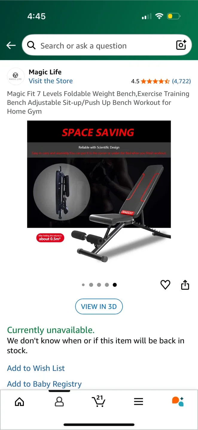 MAGICFIT Foldable Adjustable Weight Bench Press image indicator(9)