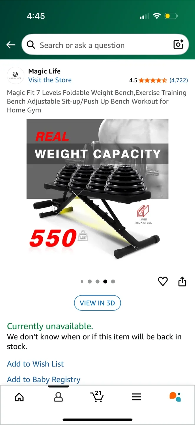 MAGICFIT Foldable Adjustable Weight Bench Press image indicator(8)