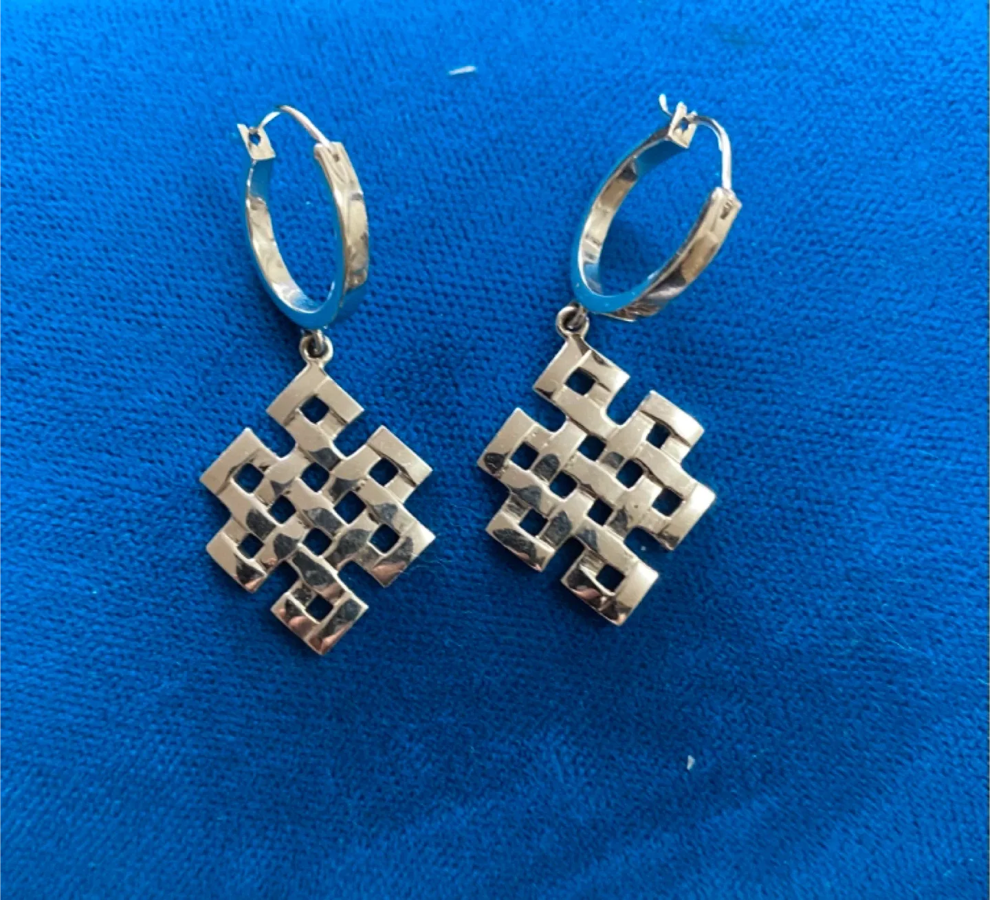 Silver Hoop Earrings with Knot Design thumbnail