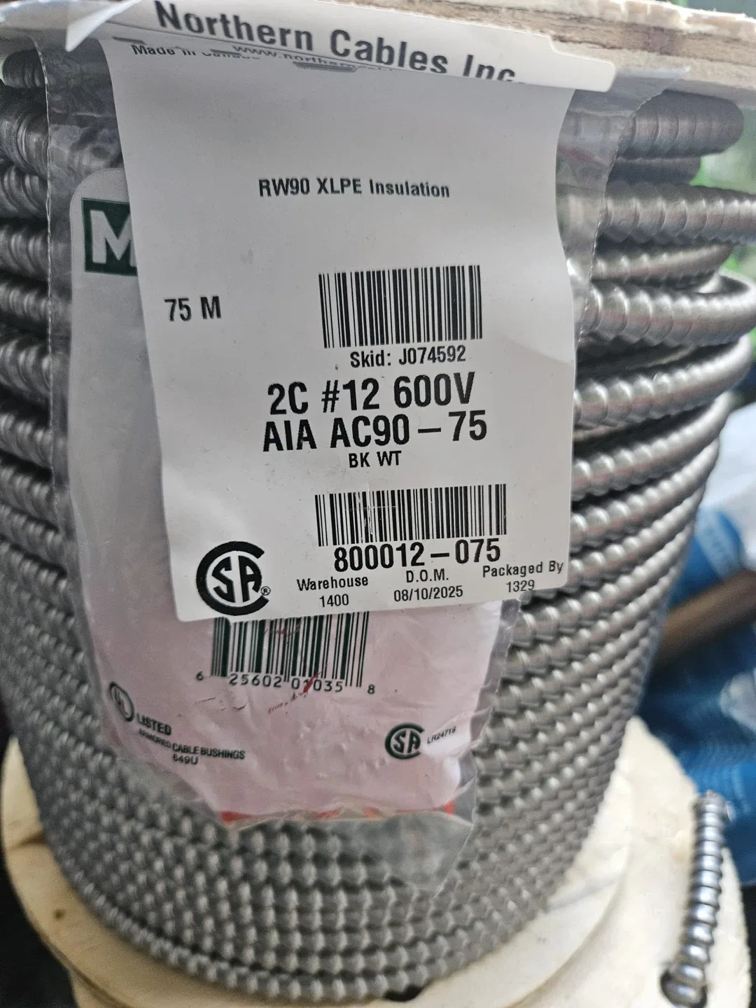 AC90 BX cable 12/2, 75 meters, 210$ image indicator(2)