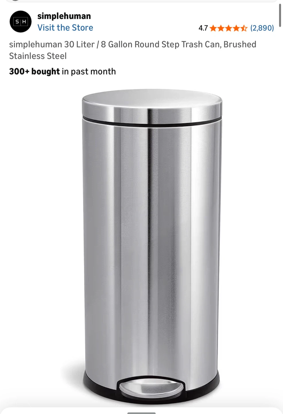 simplehuman 30 Liter / 8 Gallon Step Trash Can - photo 2