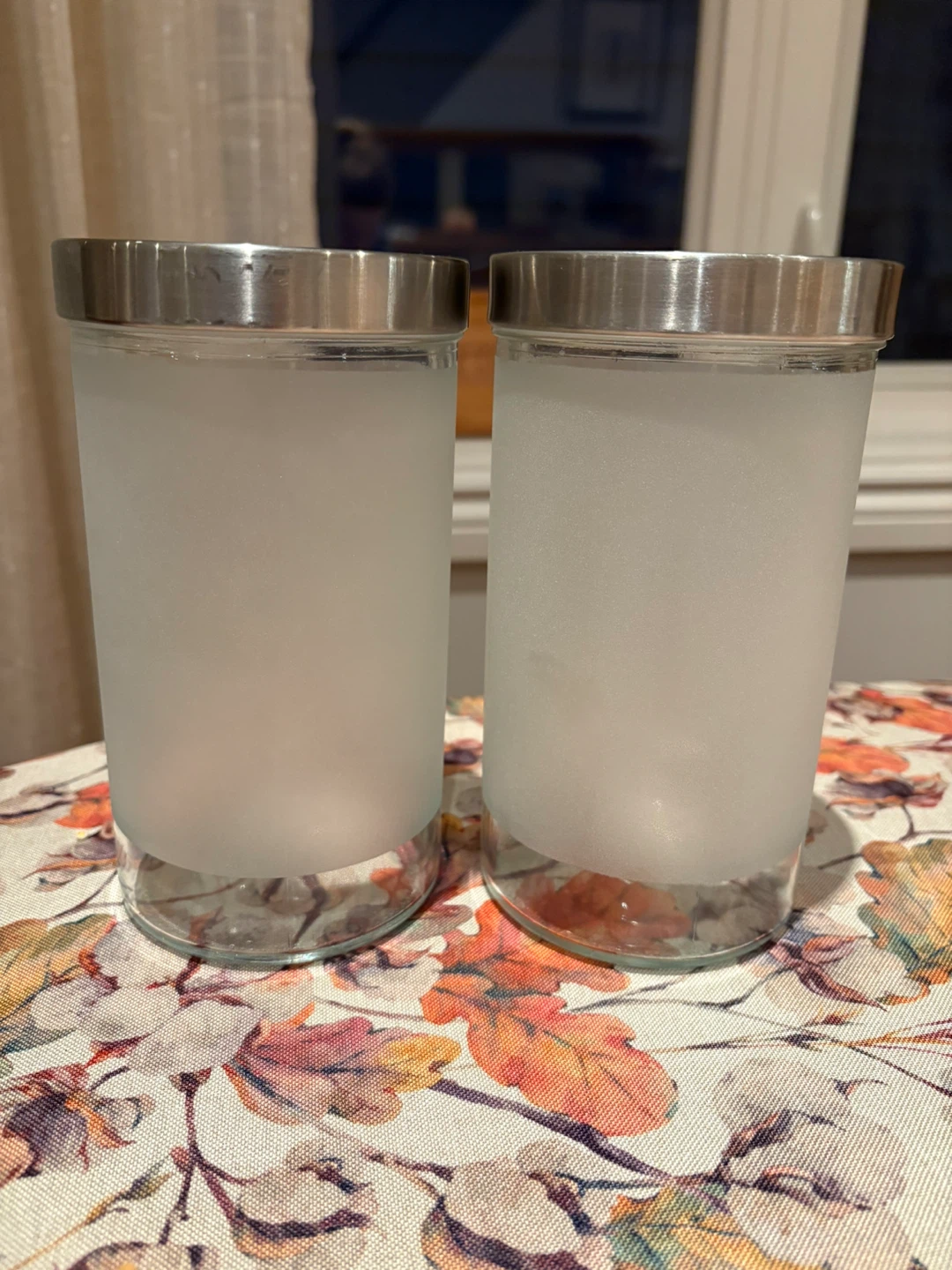 Frosted Glass Jars with Metal Lids - Set of 2