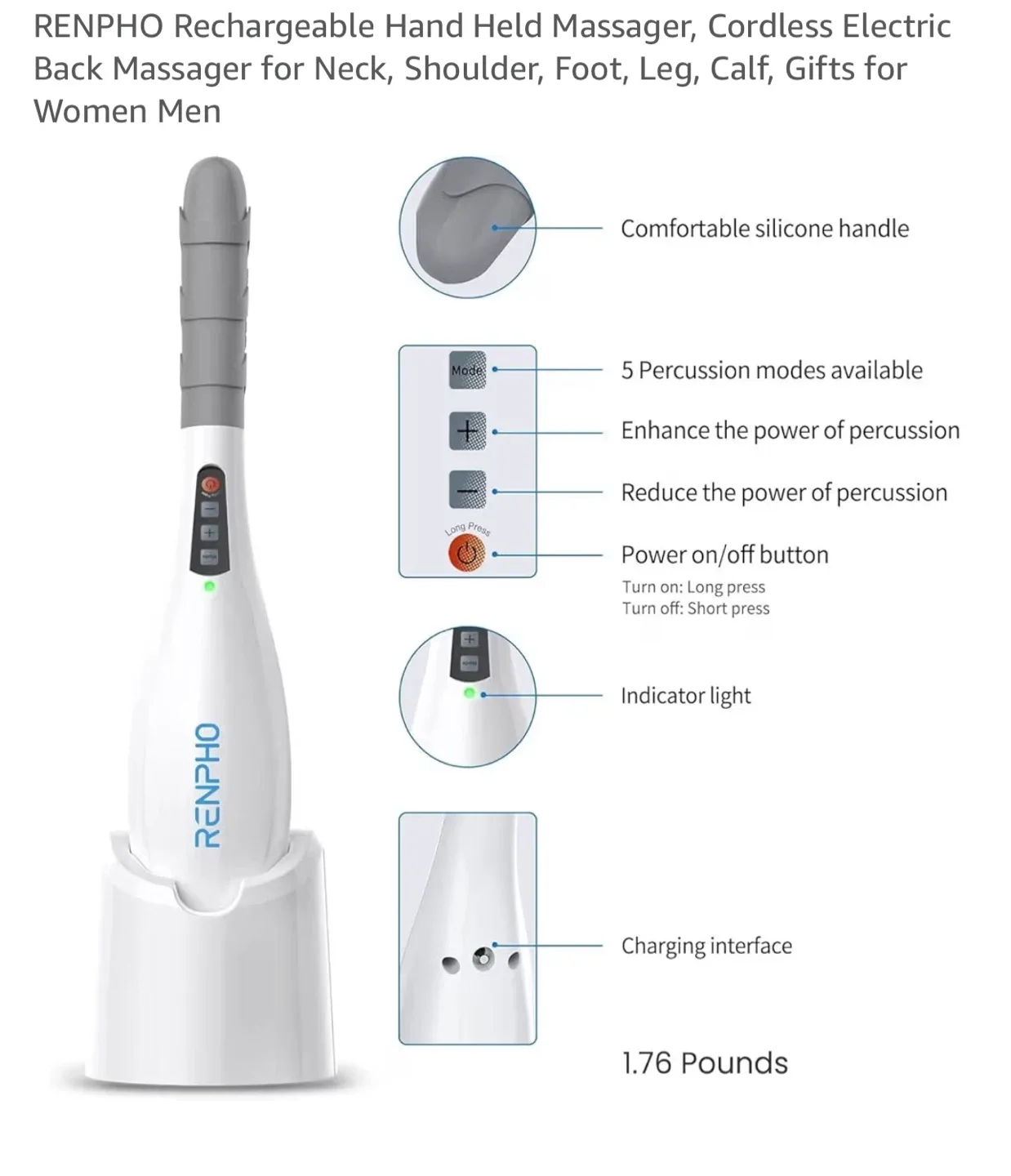 RENPHO Cordless Electric Massager - BRAND NEW image indicator(4)