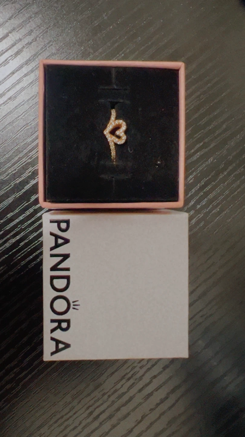 Pandora Sparkling Wishbone Heart Ring