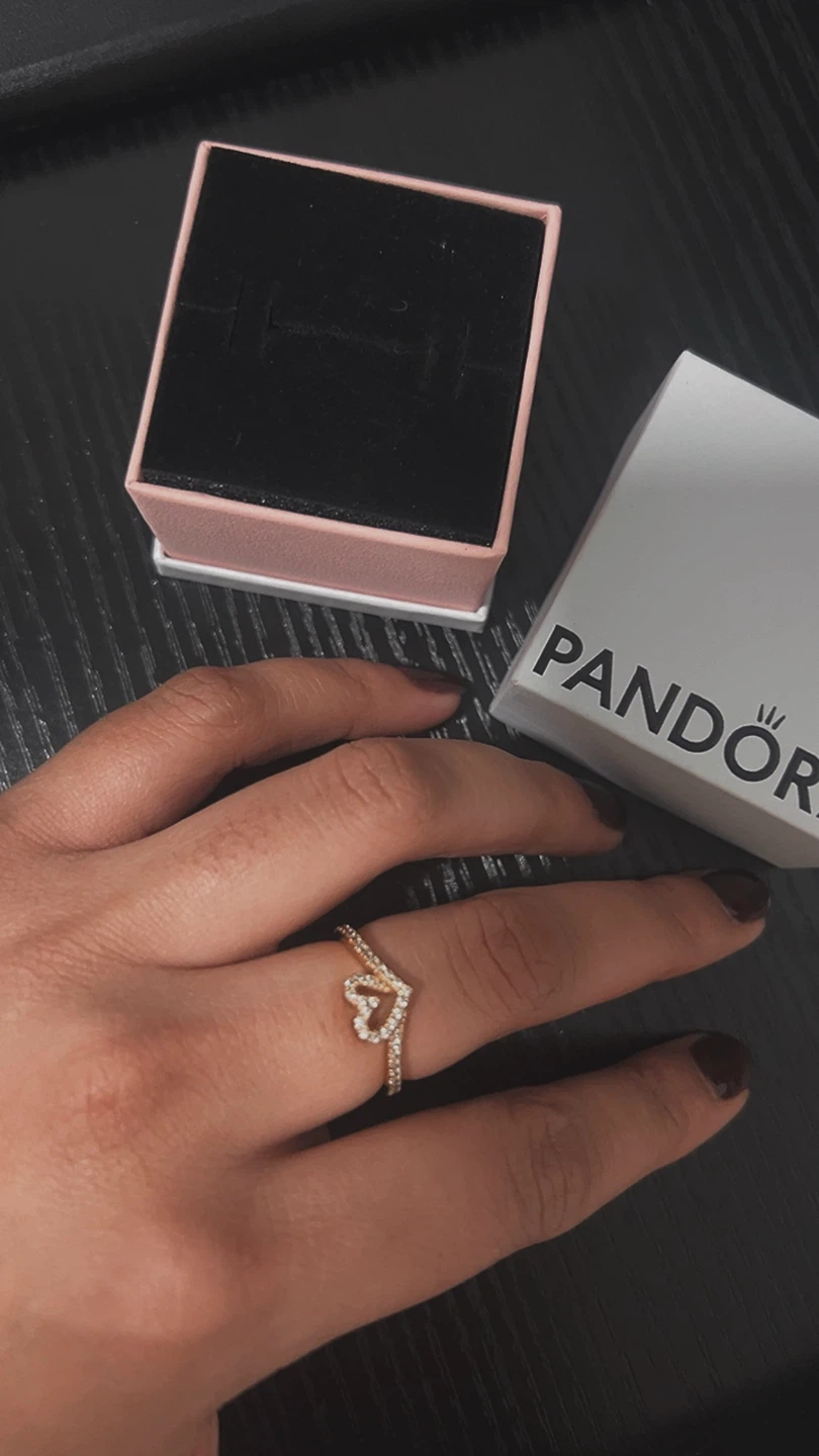 Pandora Sparkling Wishbone Heart Ring - photo 2