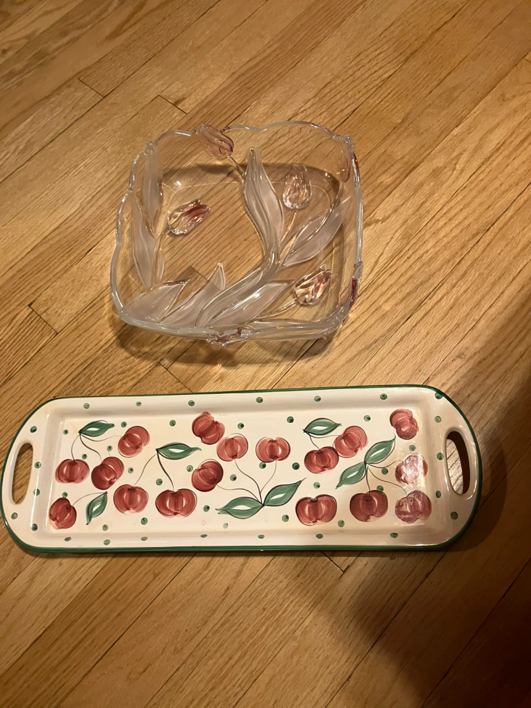 Decorative Glass Bowl & Cherry Tray