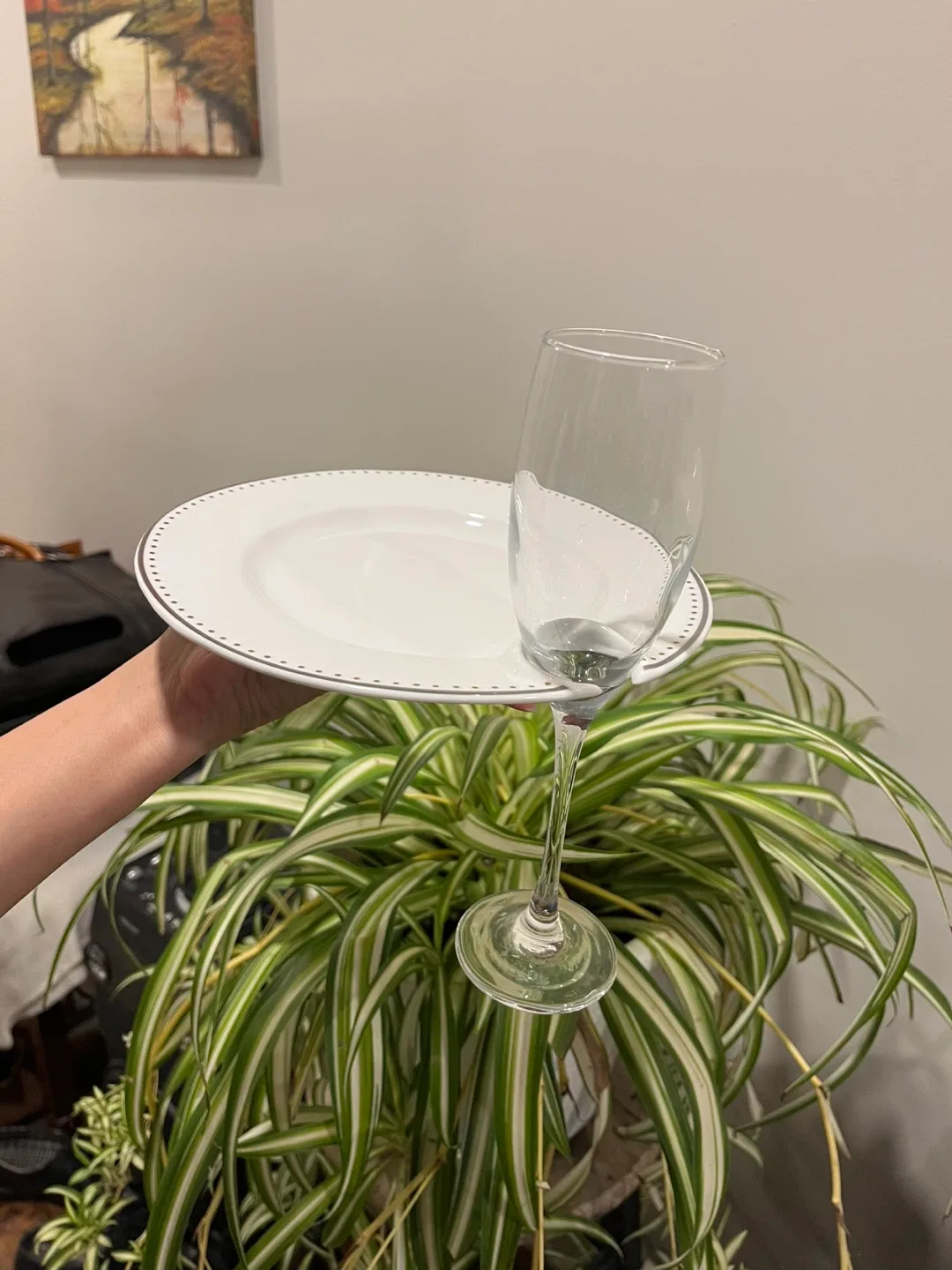 White Plate with Wine Glass Holder image indicator(2)