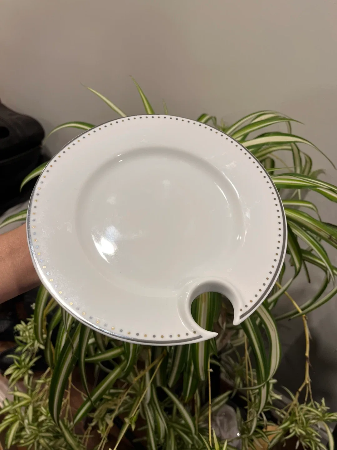 White Plate with Wine Glass Holder