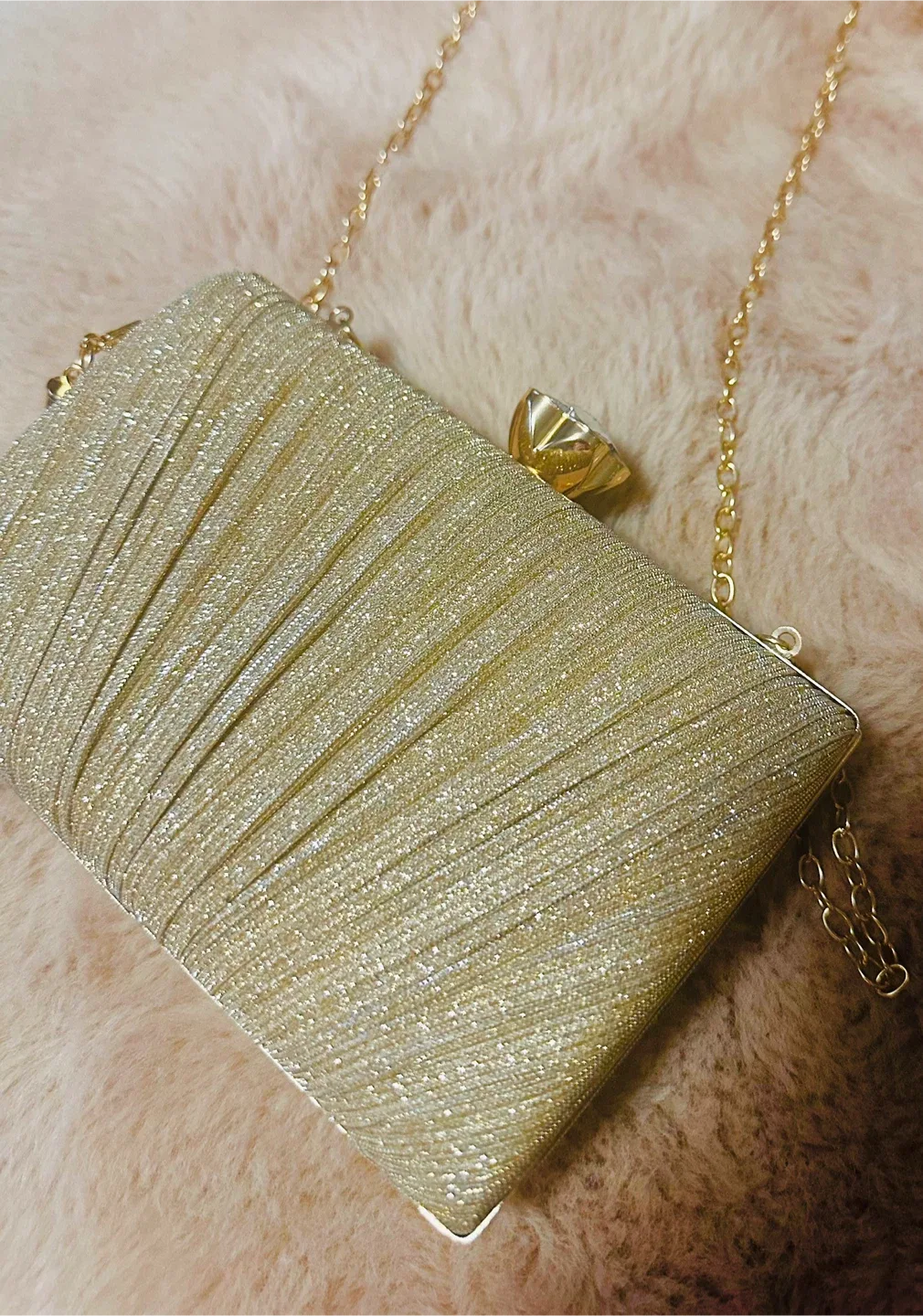 SOLD - Gold Evening Clutch with Chain Strap