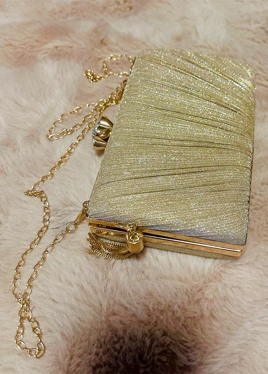 SOLD - Gold Evening Clutch with Chain Strap image indicator(2)