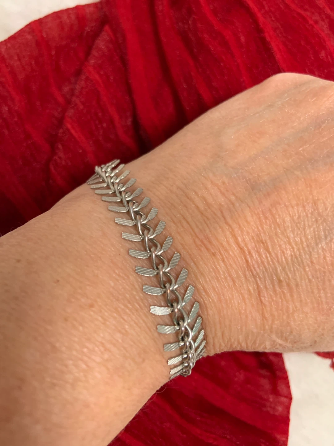 Antique Silver Coloured Fishbone Bracelet