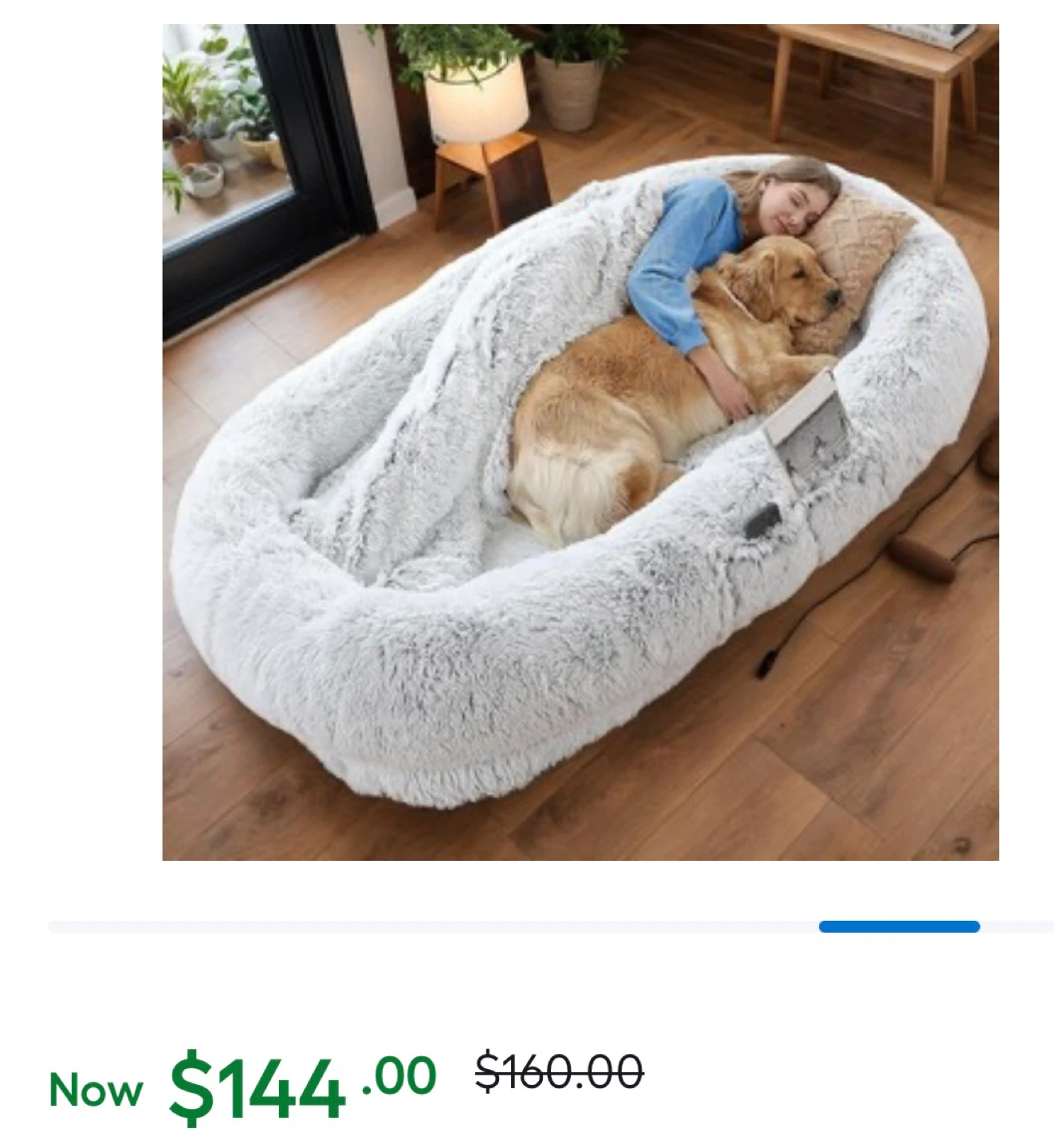 Fuzzy Gray Dog Bed with Pillow - photo 2
