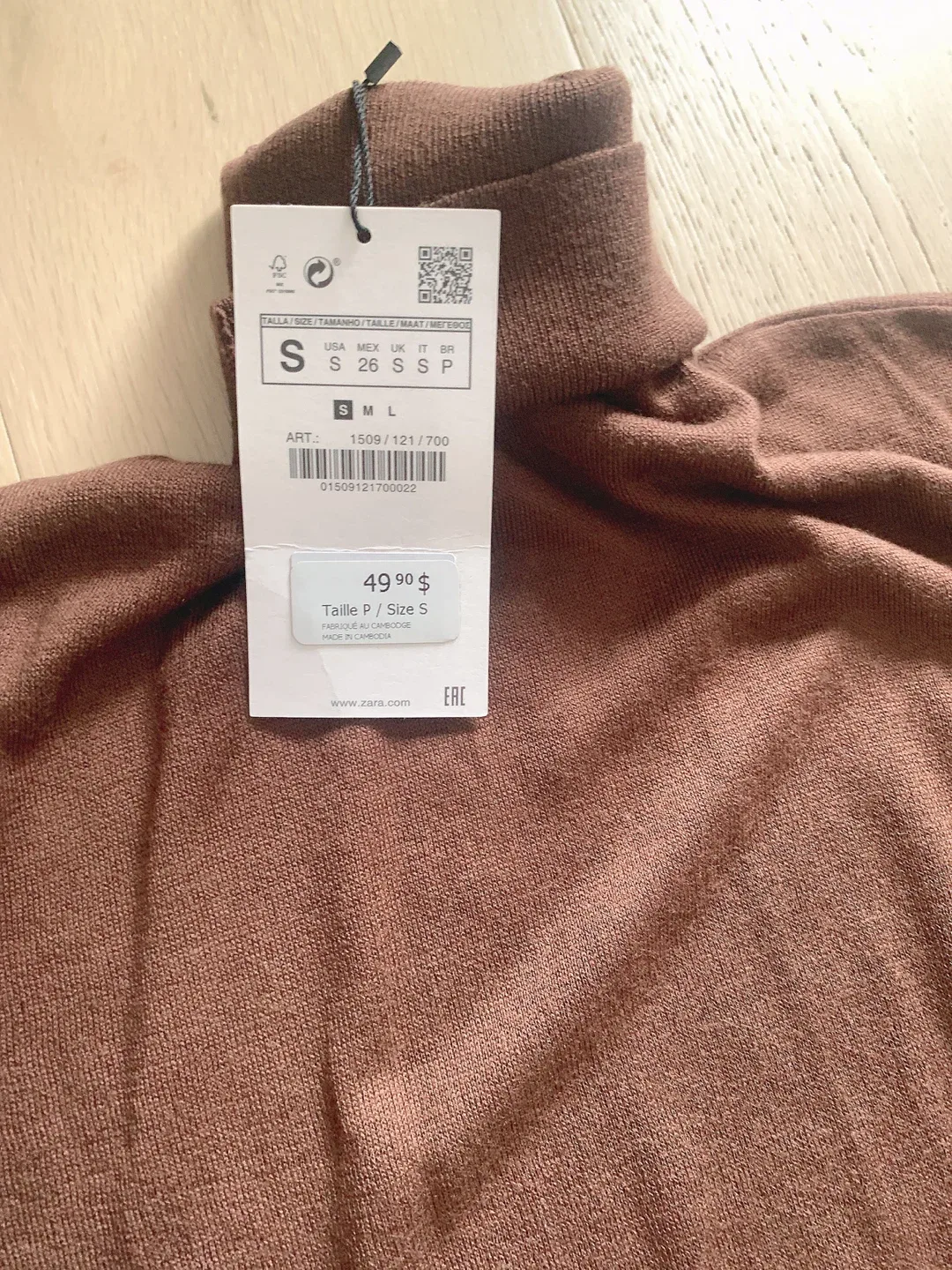 Zara Brown Turtleneck Dress - Size Small image indicator(2)