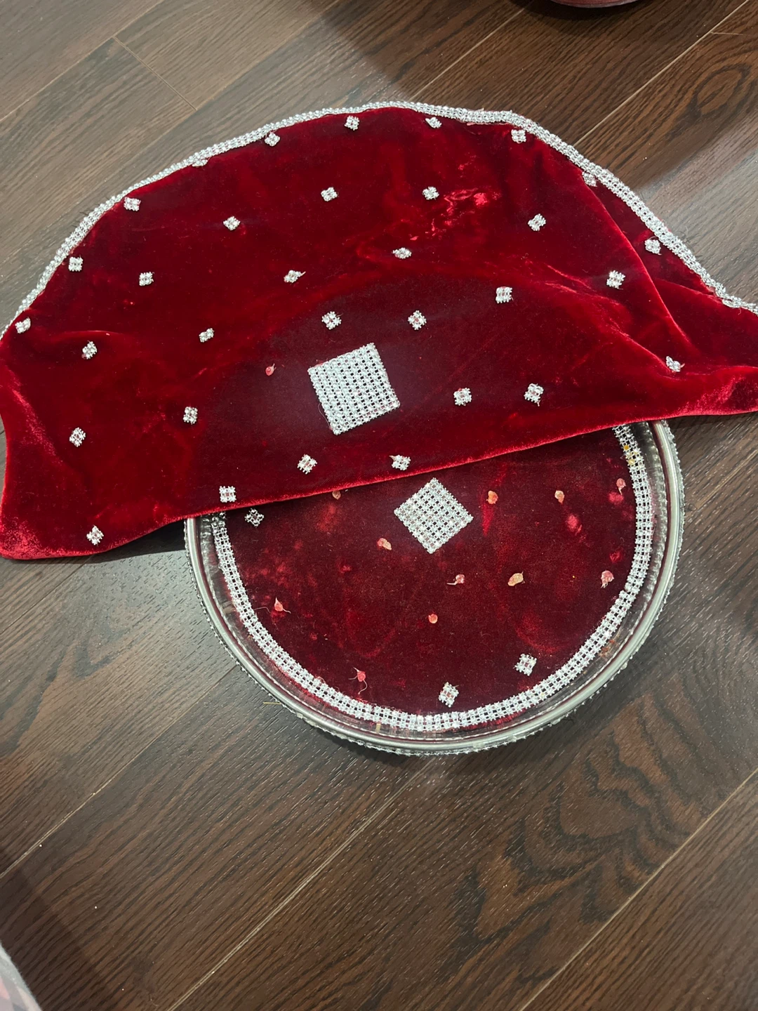 Decorative Red Velvet Tray with Cover