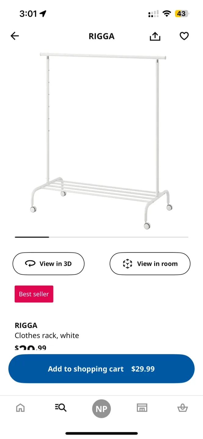 IKEA RIGGA Clothes Rack - White image indicator(3)