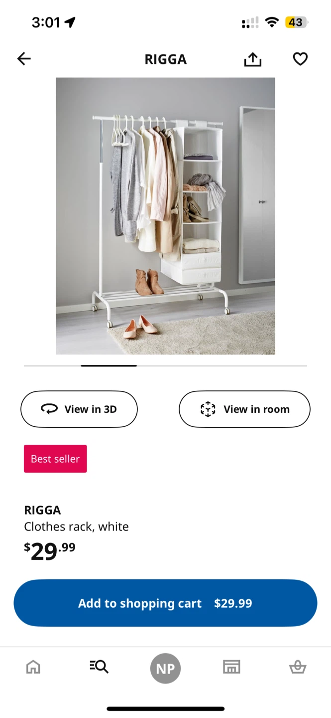 IKEA RIGGA Clothes Rack - White